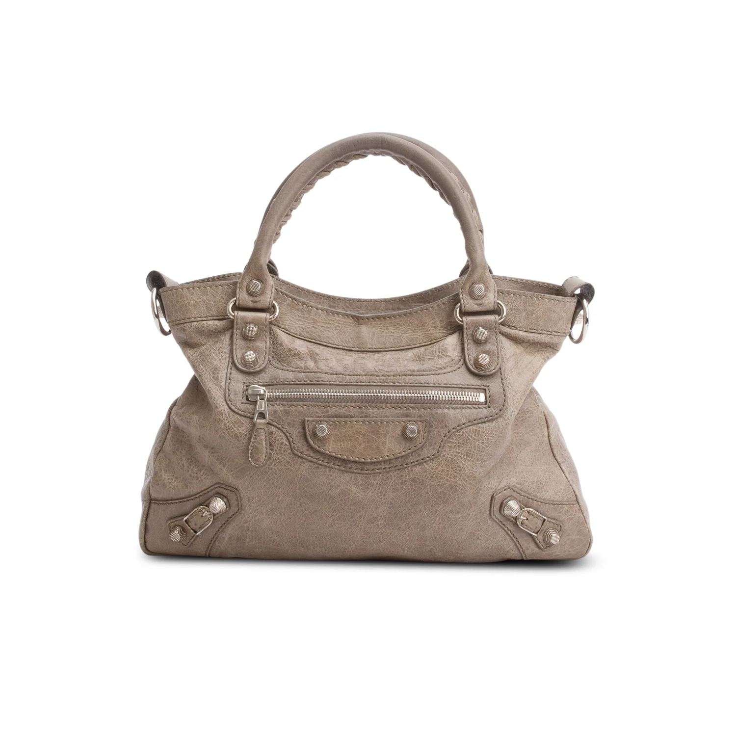 Balenciaga Taupe Motocross Agneau Leather Giant 12 City Bag w/ Strap - Image 3