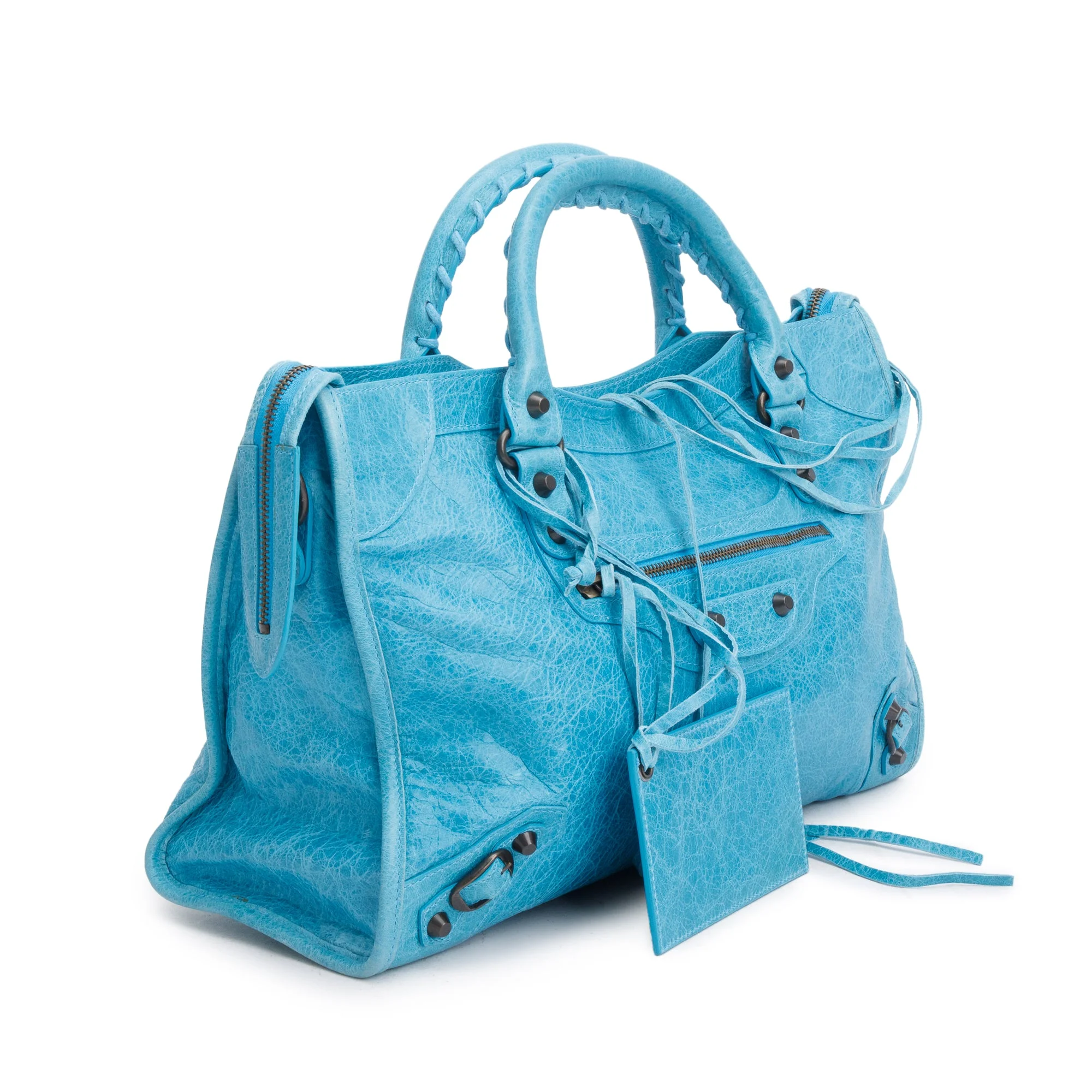 Balenciaga Teal Agneau Leather Motocross Classic City Bag - Image 3