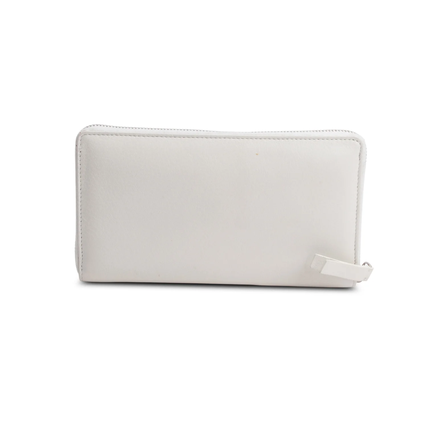 Balenciaga White Calfskin Leather Cash Continental Zip Wallet - Image 3