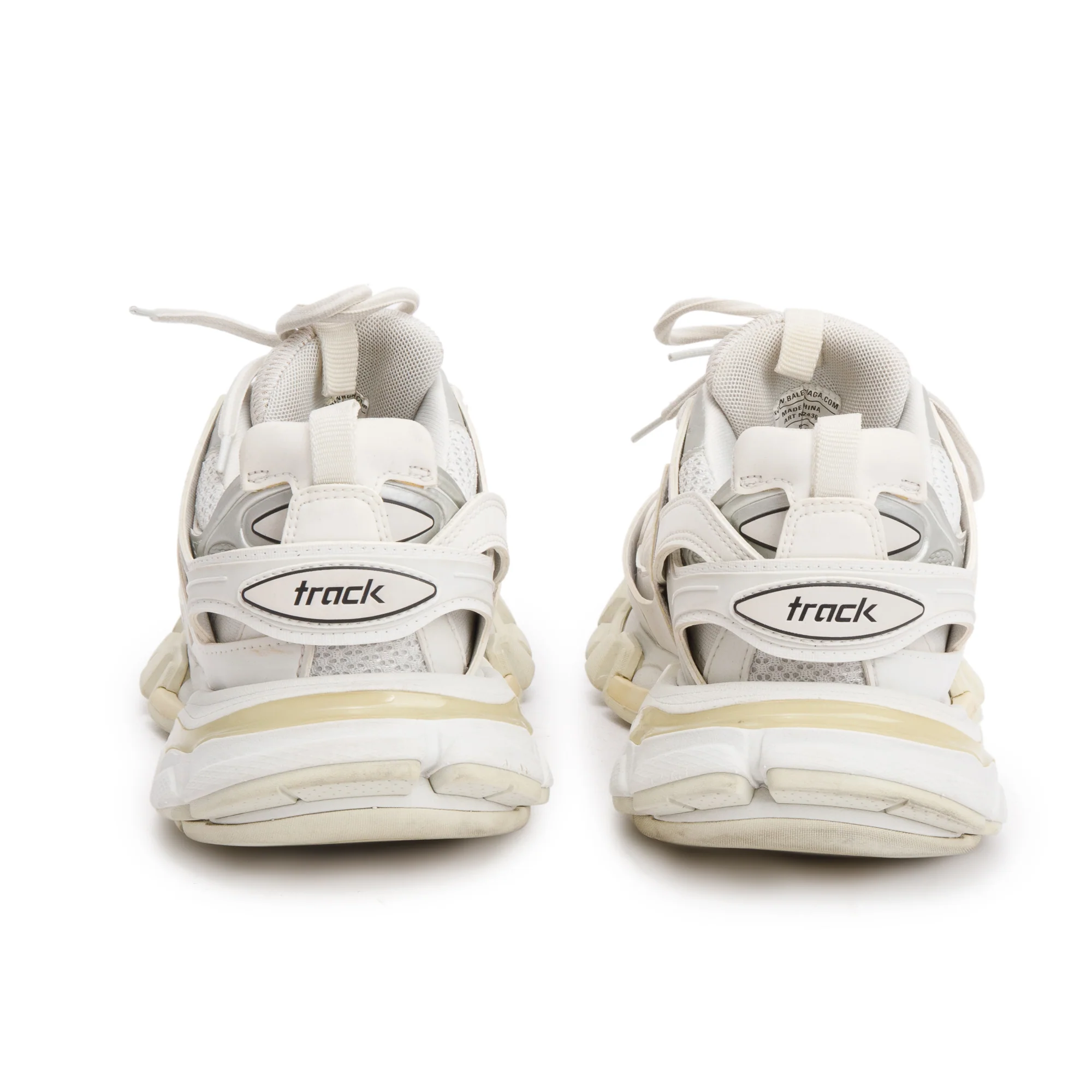 Balenciaga White Leather Fabric Mesh Track Sneakers, Size 38 - Image 5