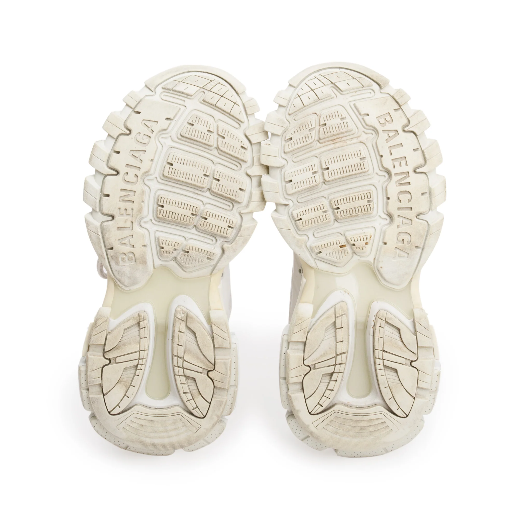 Balenciaga White Leather Fabric Mesh Track Sneakers, Size 38 - Image 6