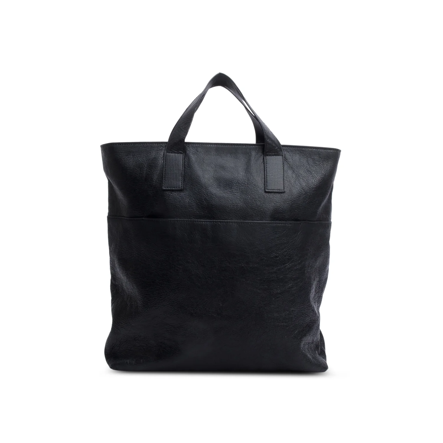 Balenciaga x Adidas Black Leather North-South Tote Bag w/ Strap - Image 5