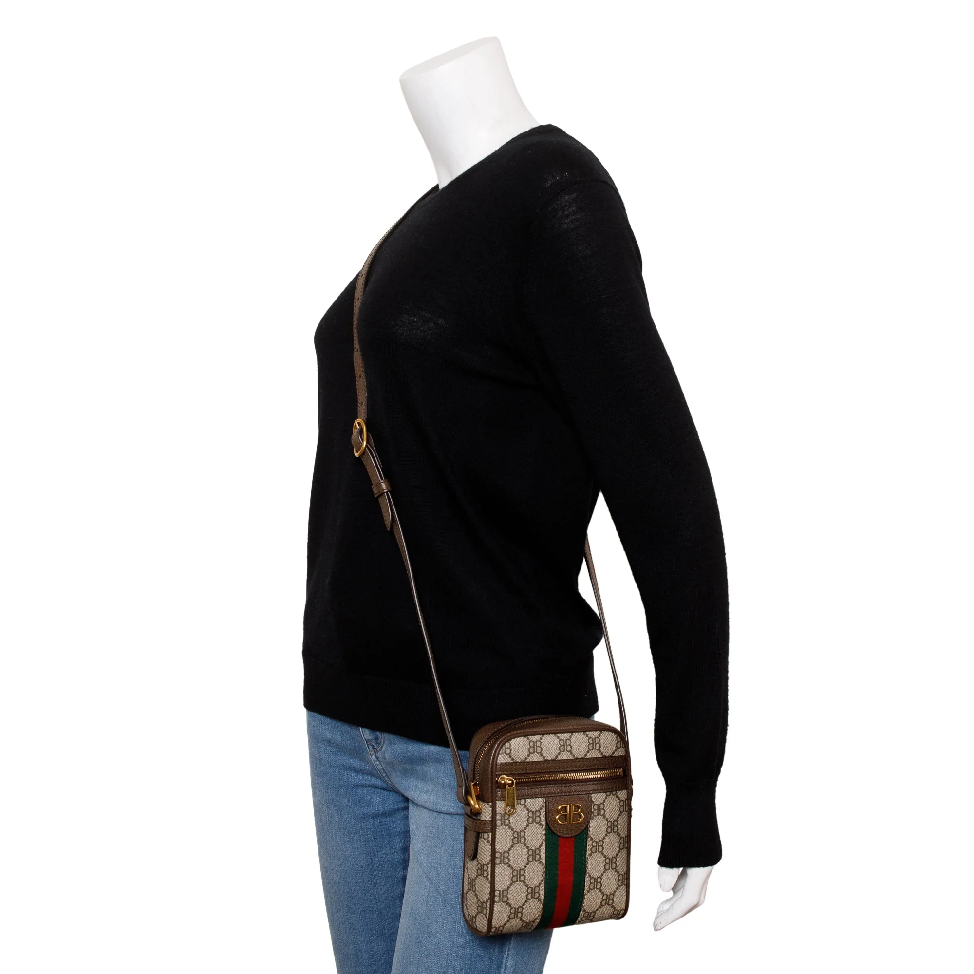 Balenciaga X Gucci The Hacker Project BB Supreme Canvas Web Mini Crossbody Bag w/ Box - Image 2