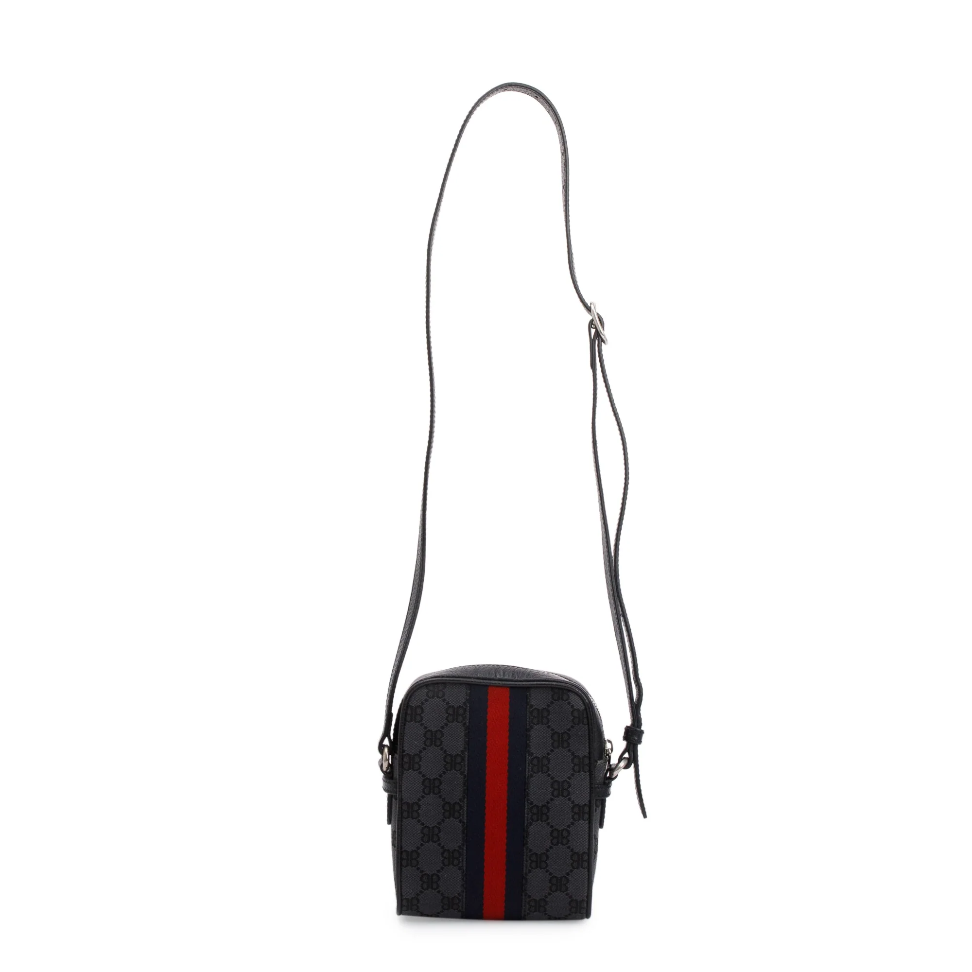 Balenciaga X Gucci The Hacker Project Black BB Supreme Canvas Web Mini Crossbody Bag w/ Box & Receipt - Image 6