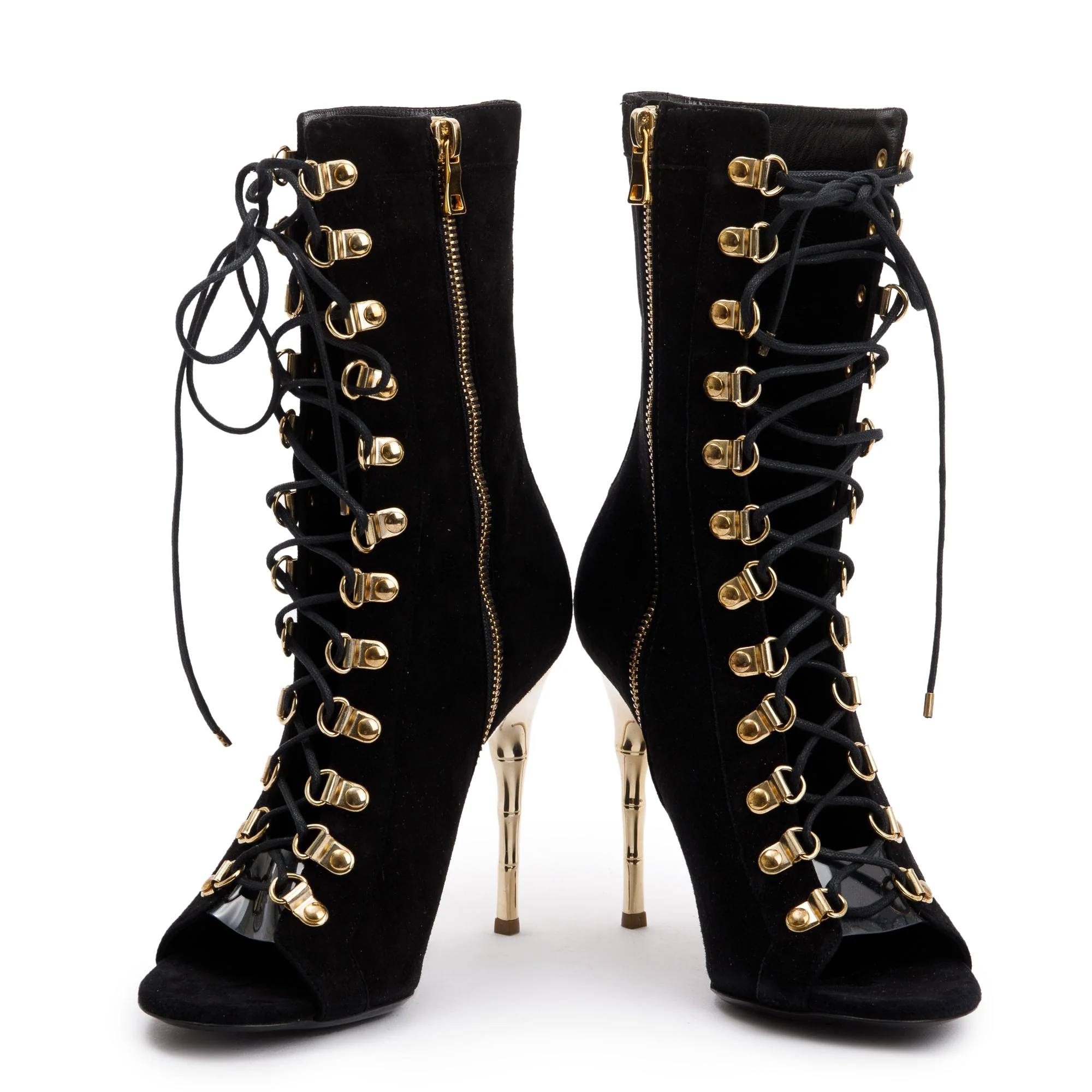 Balmain Black Suede Ava 176 Lace-Up Boots, Size 36.5 w/ Box - Image 6