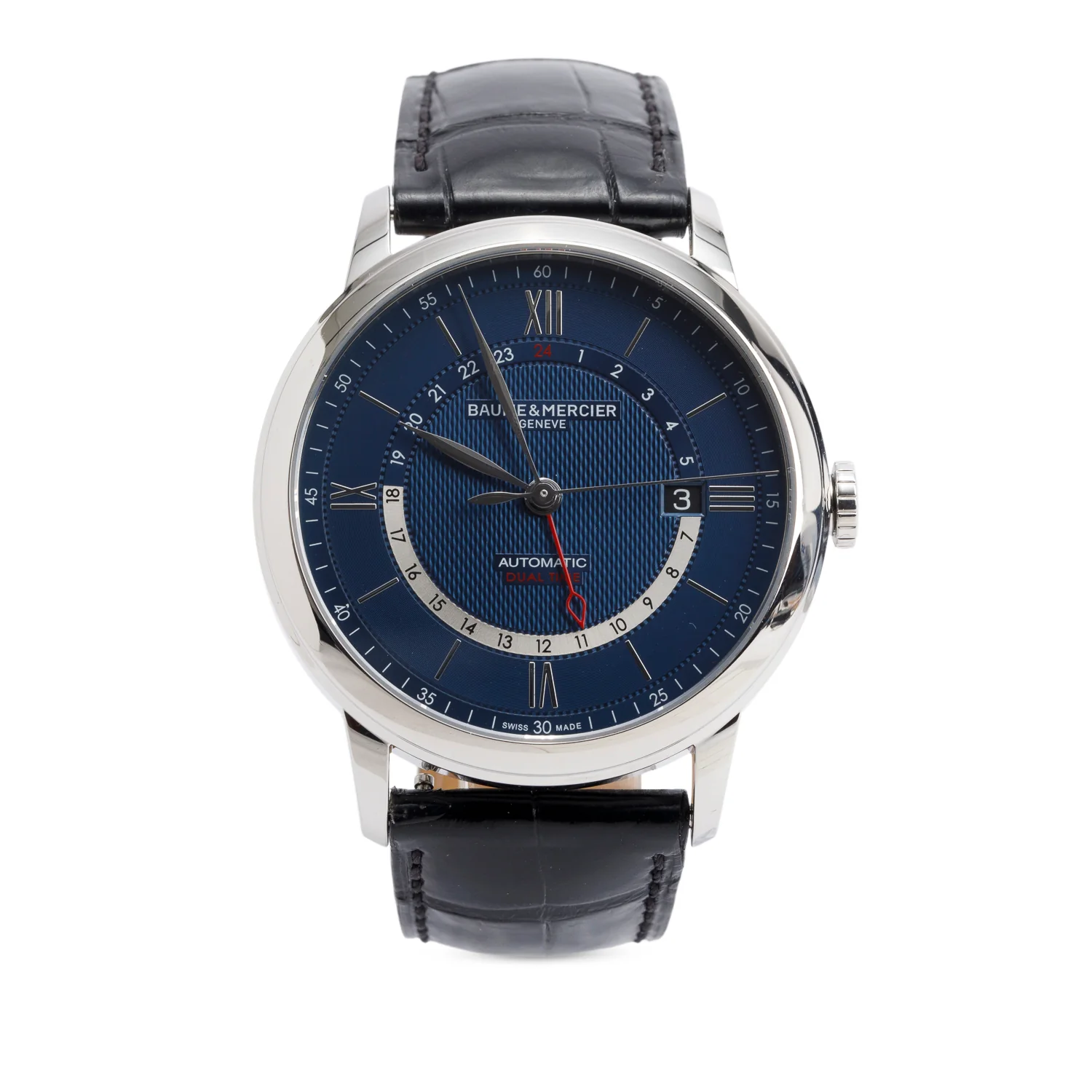 Baume & Mercier 2022 Stainless Steel Classima 42 MM Automatic GMT Watch Blue Dial w/ Box & Papers