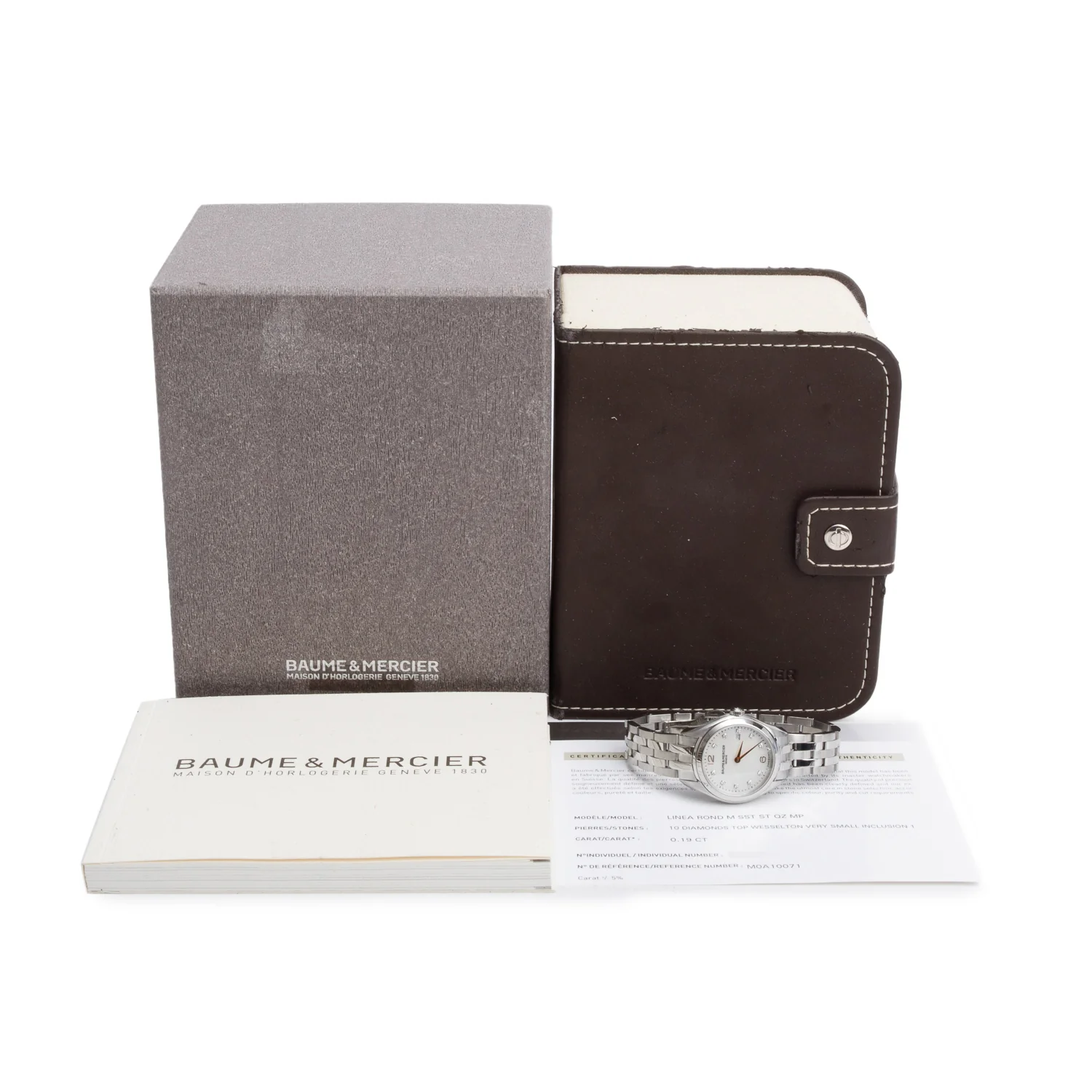 Baume & Mercier Stainless Steel Clifton 30 MM Quartz Watch Mother of Pearl Diamond Dial w/ Box - Image 2