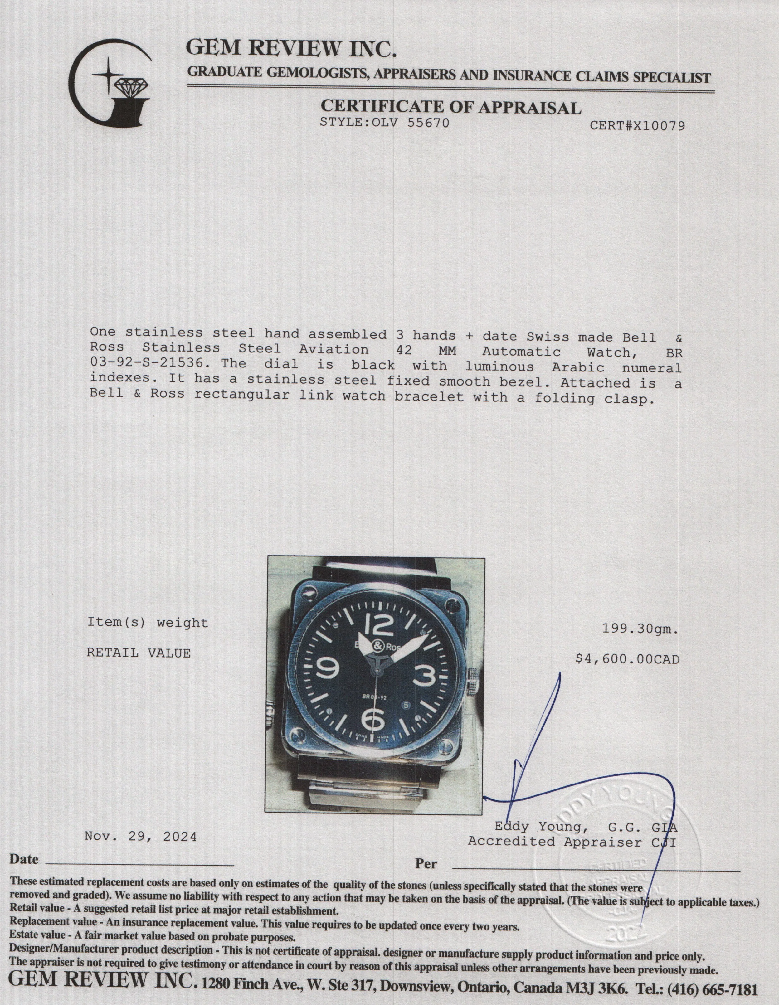 Bell & Ross Stainless Steel Aviation BR 03-92 42 MM Automatic Watch - Image 5