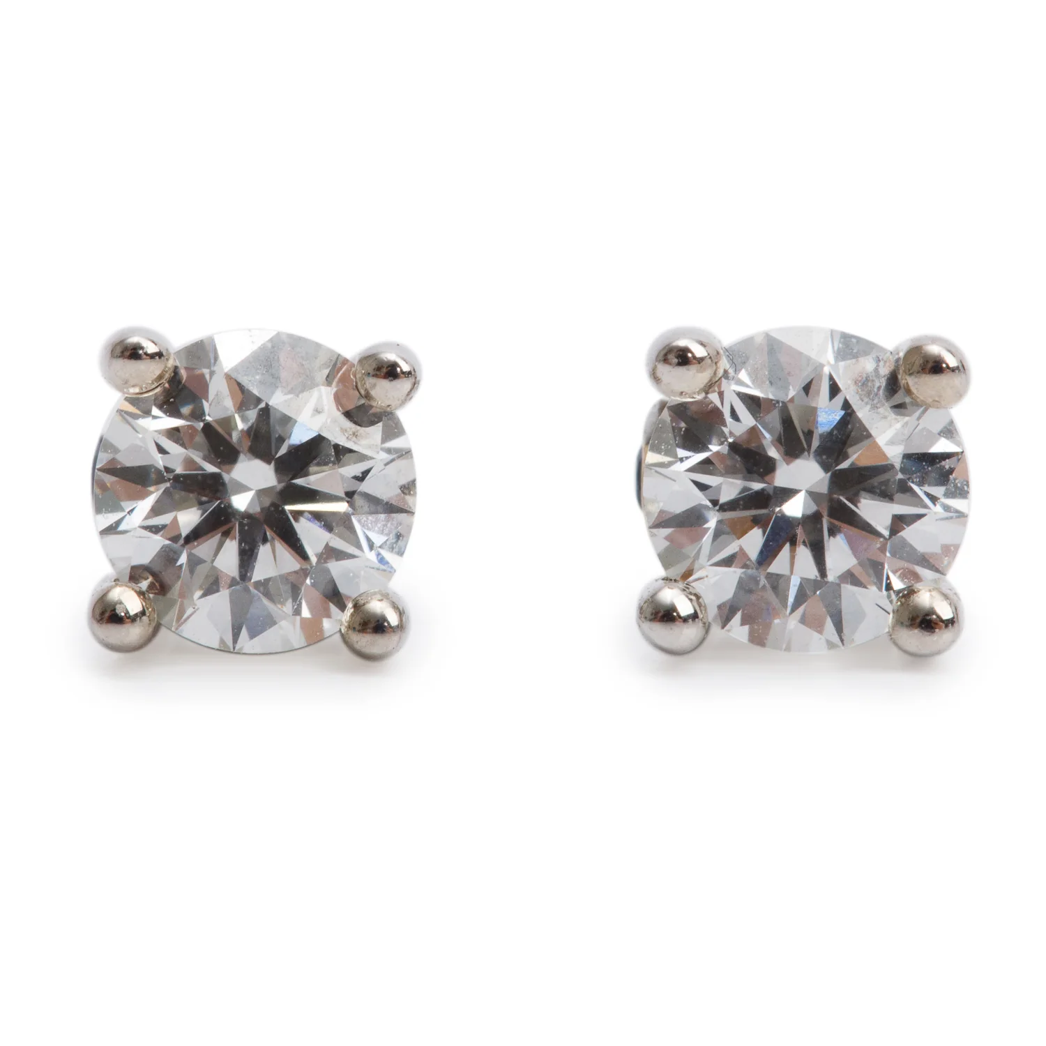 Birks 18k White Gold 0.70 tcw Diamond Stud Earrings w/ Box