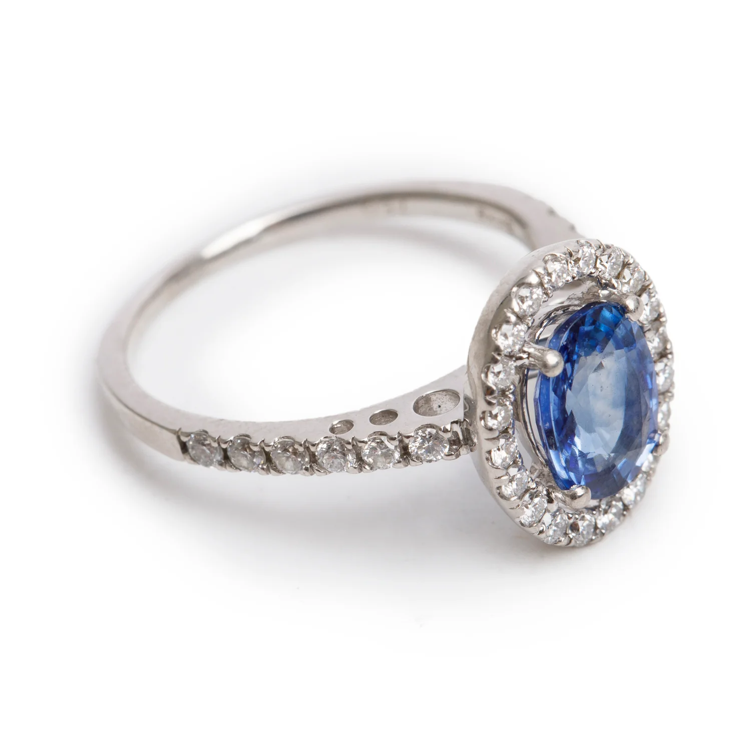 Birks 18k White Gold Blue Sapphire & Diamond Ring, Size 5.5 w/ Box & Certificate - Image 4
