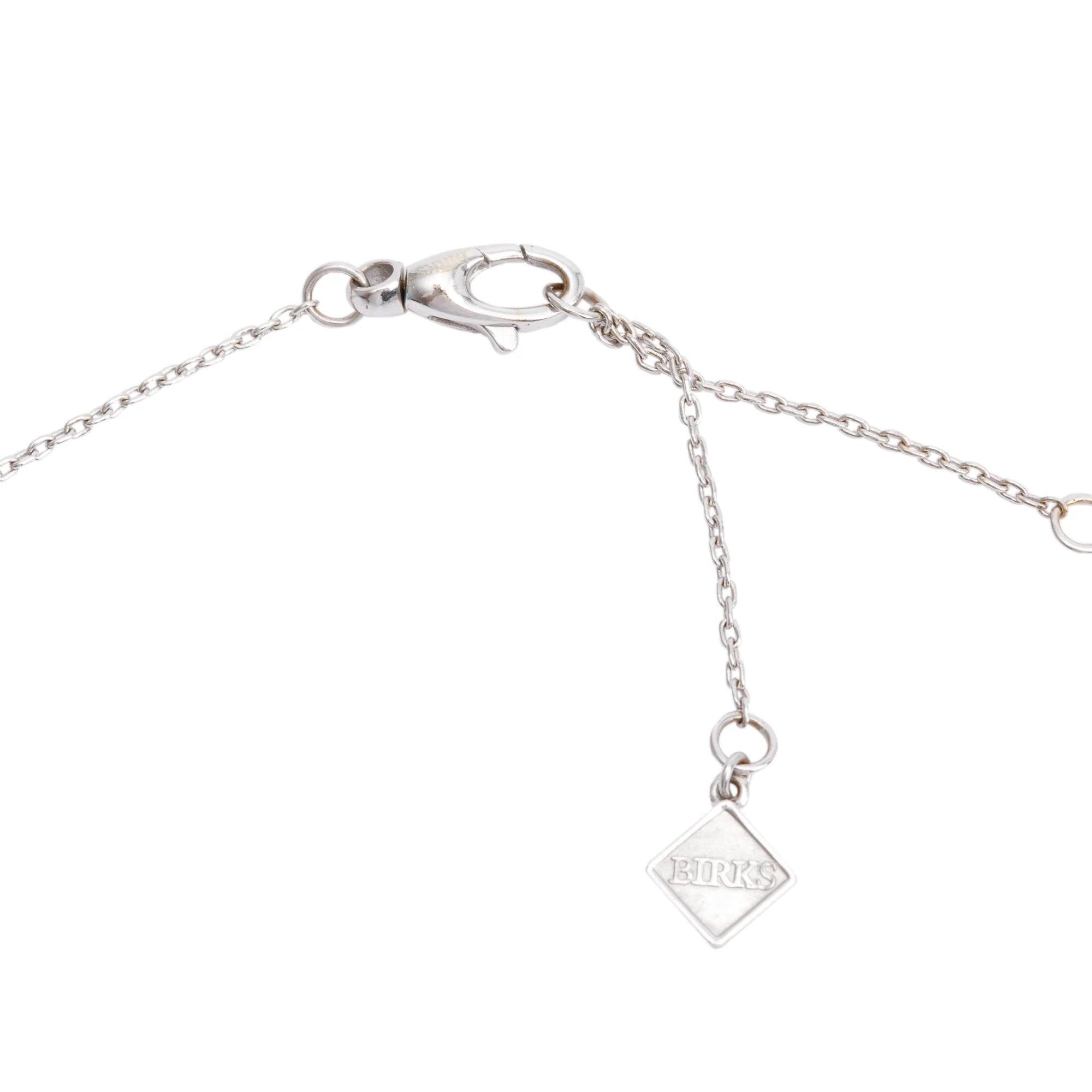 Birks 18k White Gold Cluster Diamond Pendant Necklace w/ Box & Receipt - Image 5