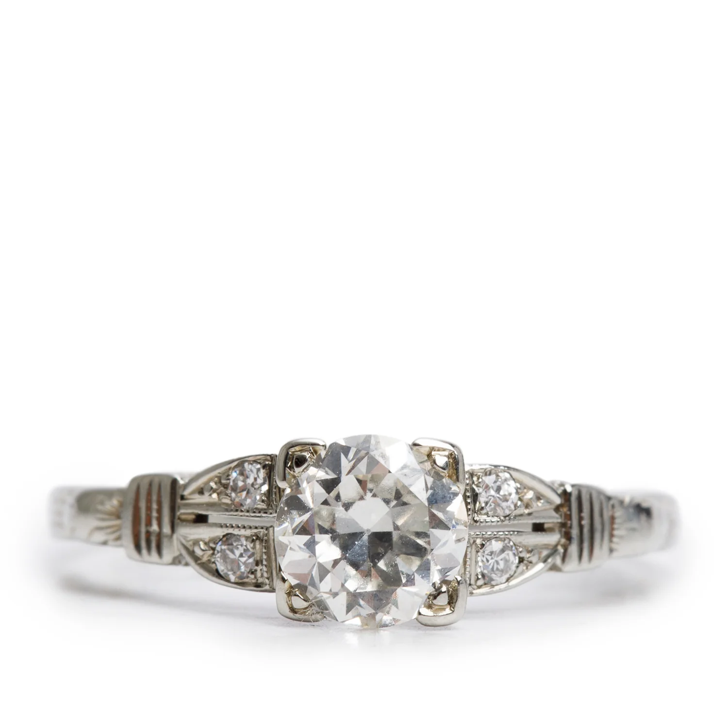 Birks 18k White Gold Diamond Ring, Size 7.5 w/ Box