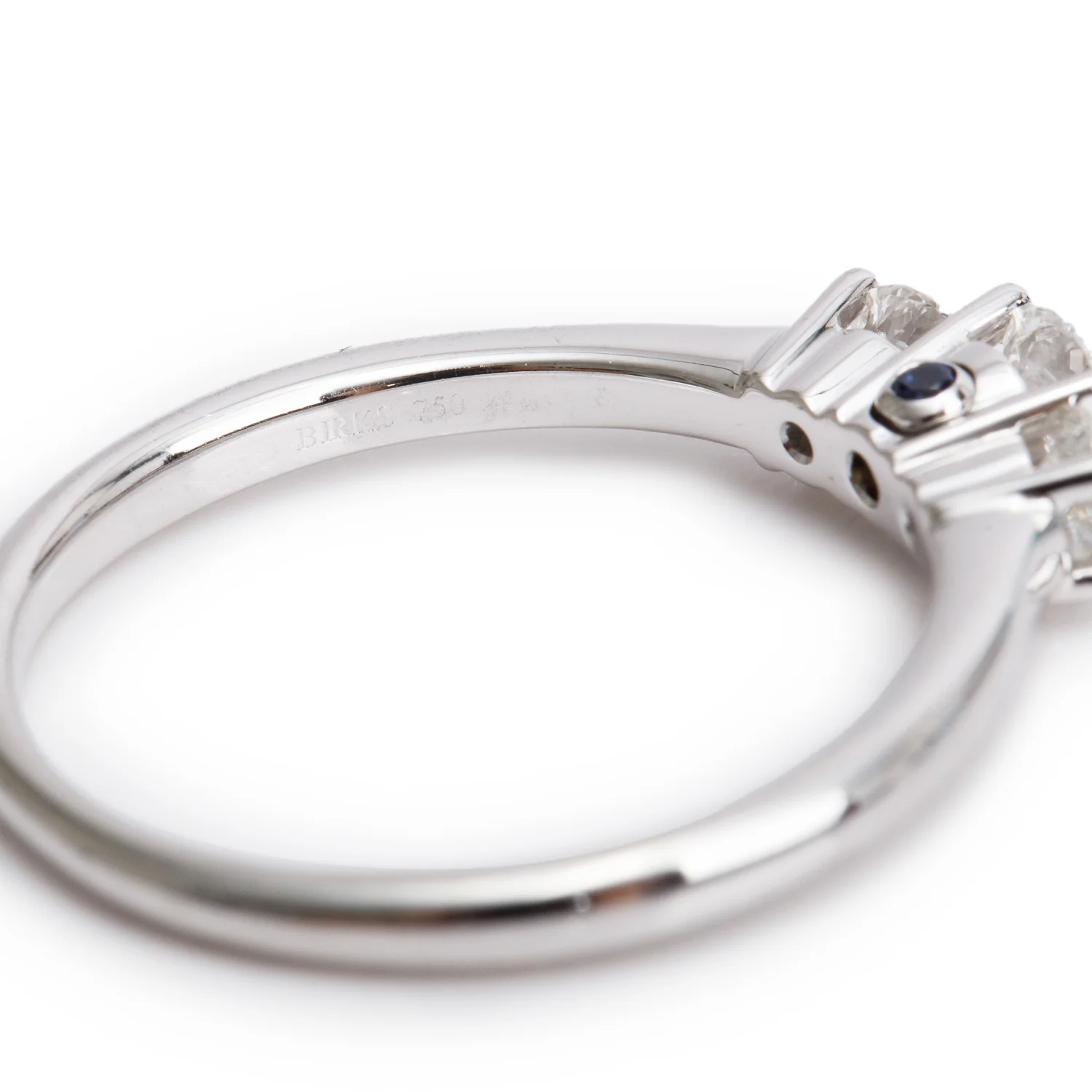 Birks 18k White Gold Diamond Three-Stone Ring, Size 6.5 - Image 4