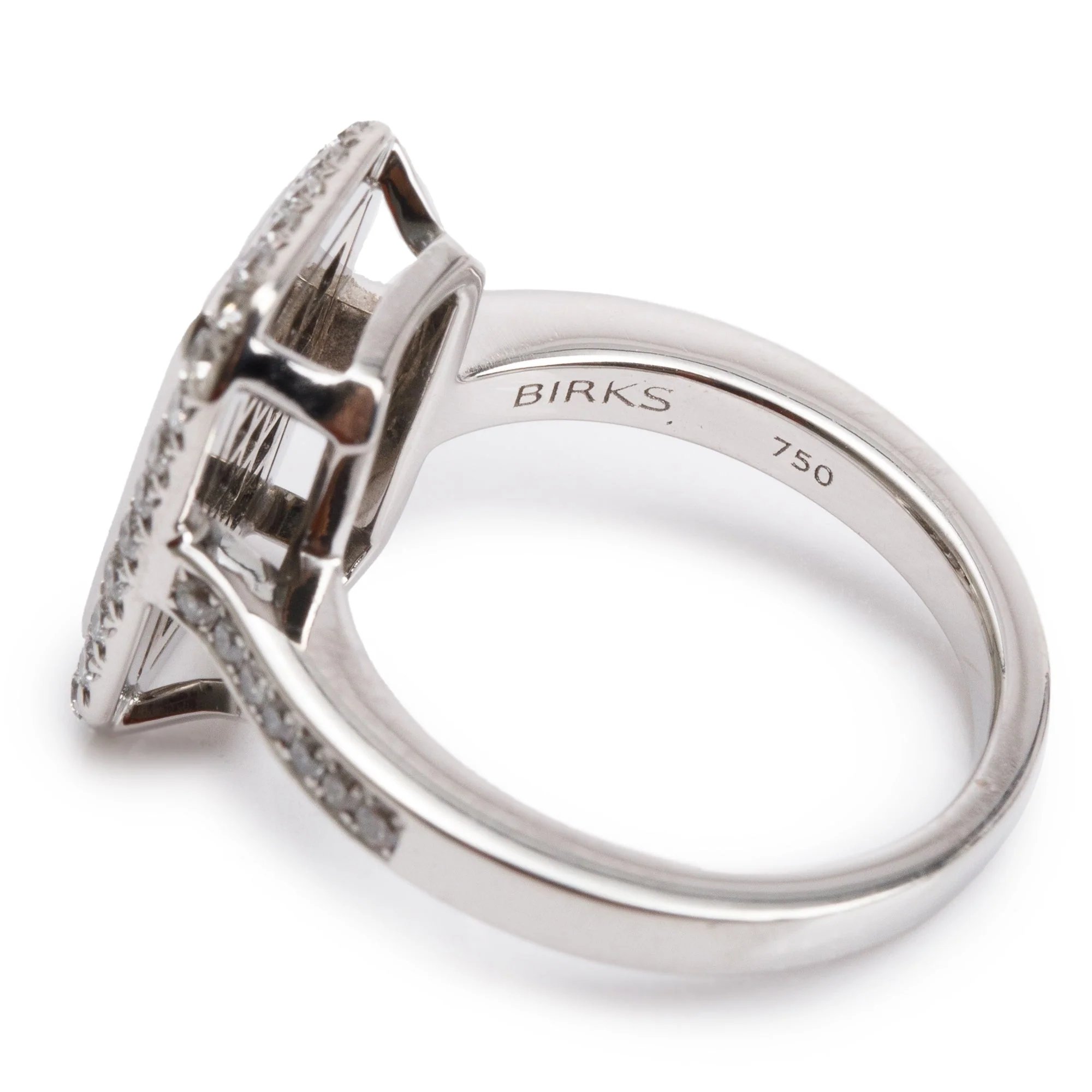 Birks 18k White Gold Princess Cut Diamond Ring, Size 5.5 w/ Box - Image 3