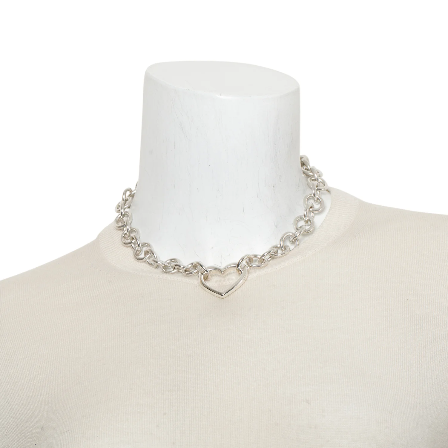 Birks Sterling Silver Large Open Heart Link Necklace - Image 2
