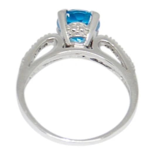 Blue Topaz and Diamond Cocktail Ring - Image 3