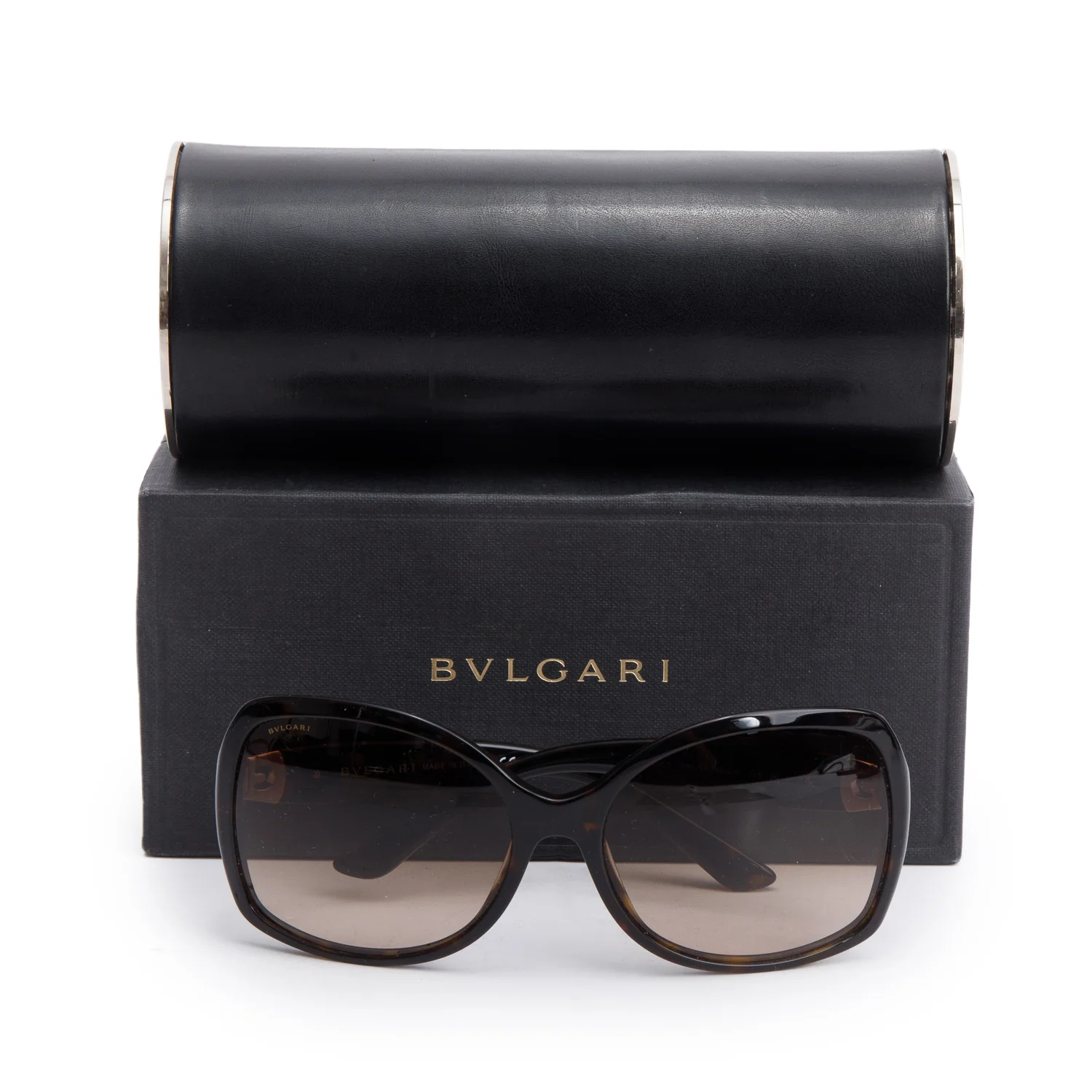 Blvgari 8065 Brown Tortoise Acetate Oversized Sunglasses w/ Box & Case - Image 2