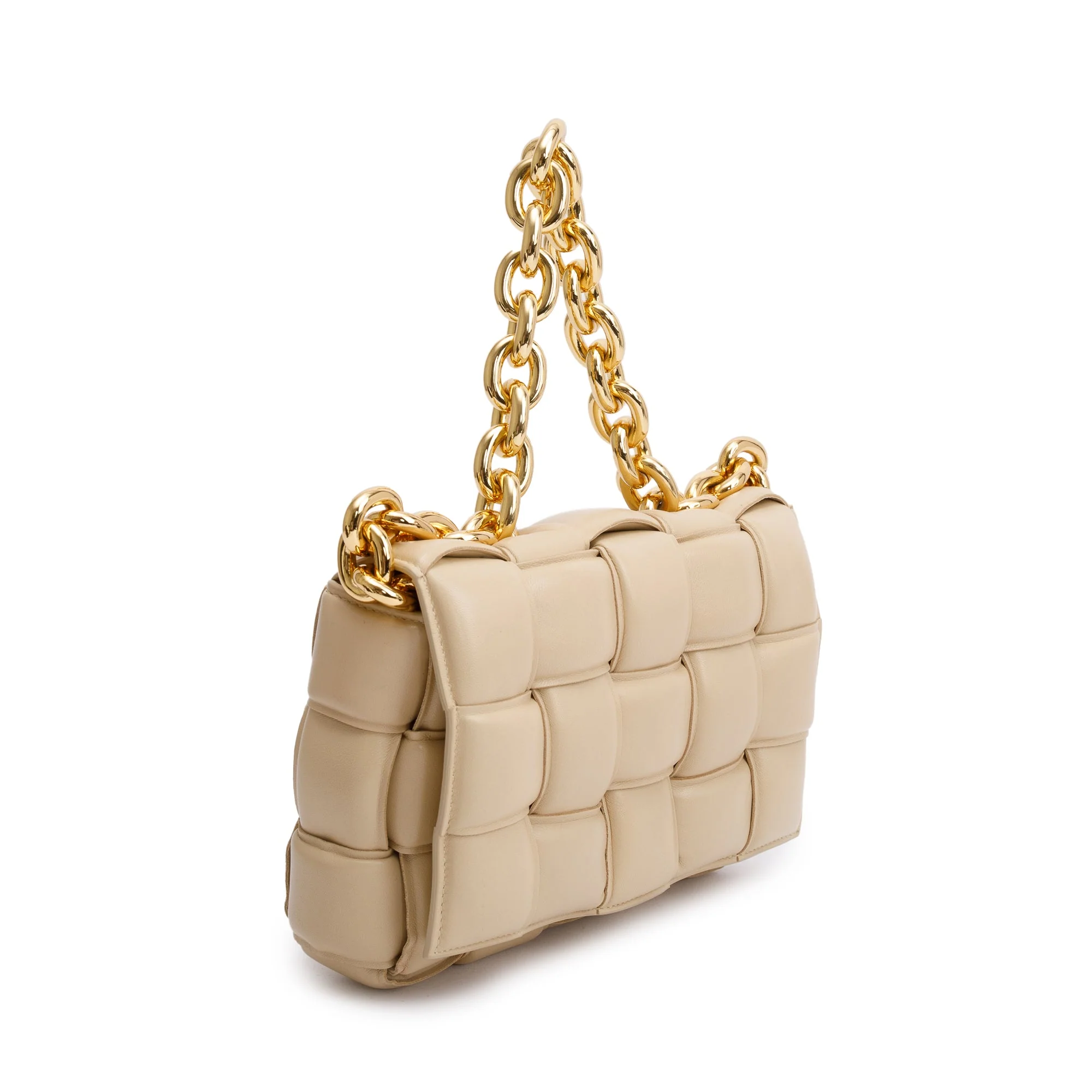 Bottega Veneta Beige Nappa Intrecciato Padded Chain Cassette Bag - Image 4