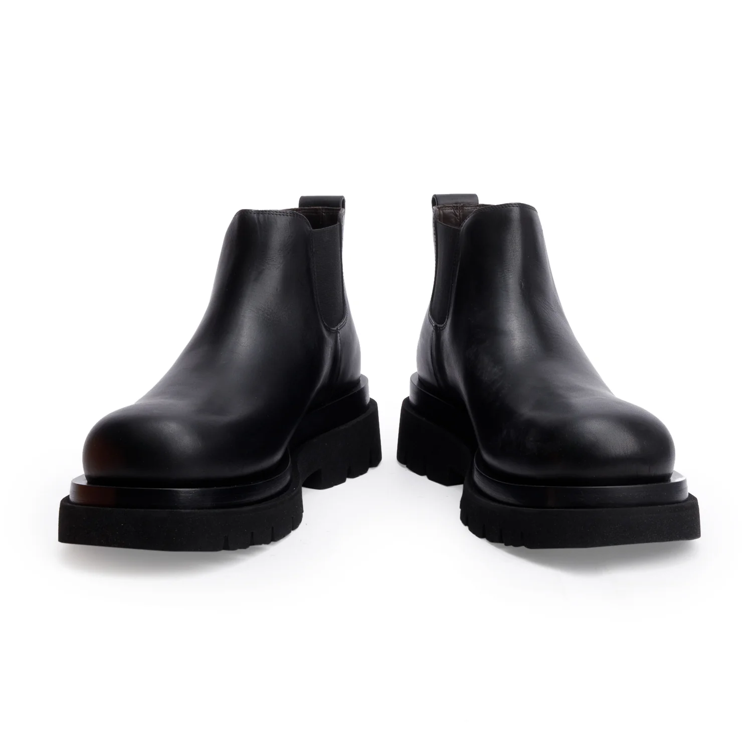 Bottega Veneta Black Leather Lug Chelsea Ankle Boots, Men's Size 44 w/ Box - Image 4