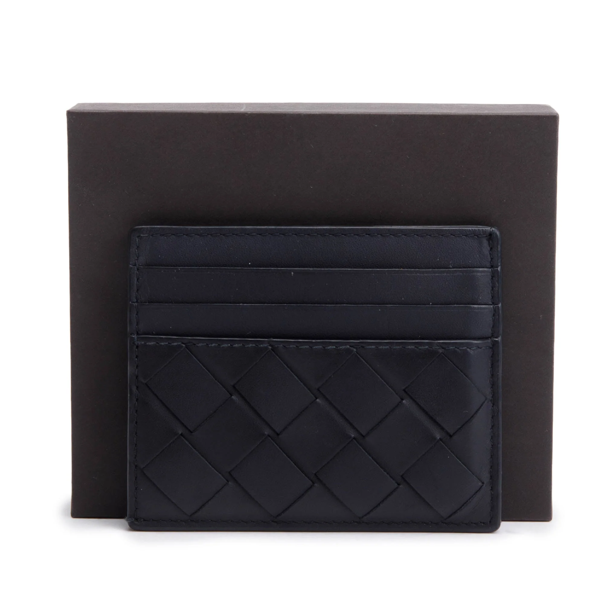 Bottega Veneta Black Nappa Leather Intrecciato Card Holder w/ Box - Image 2