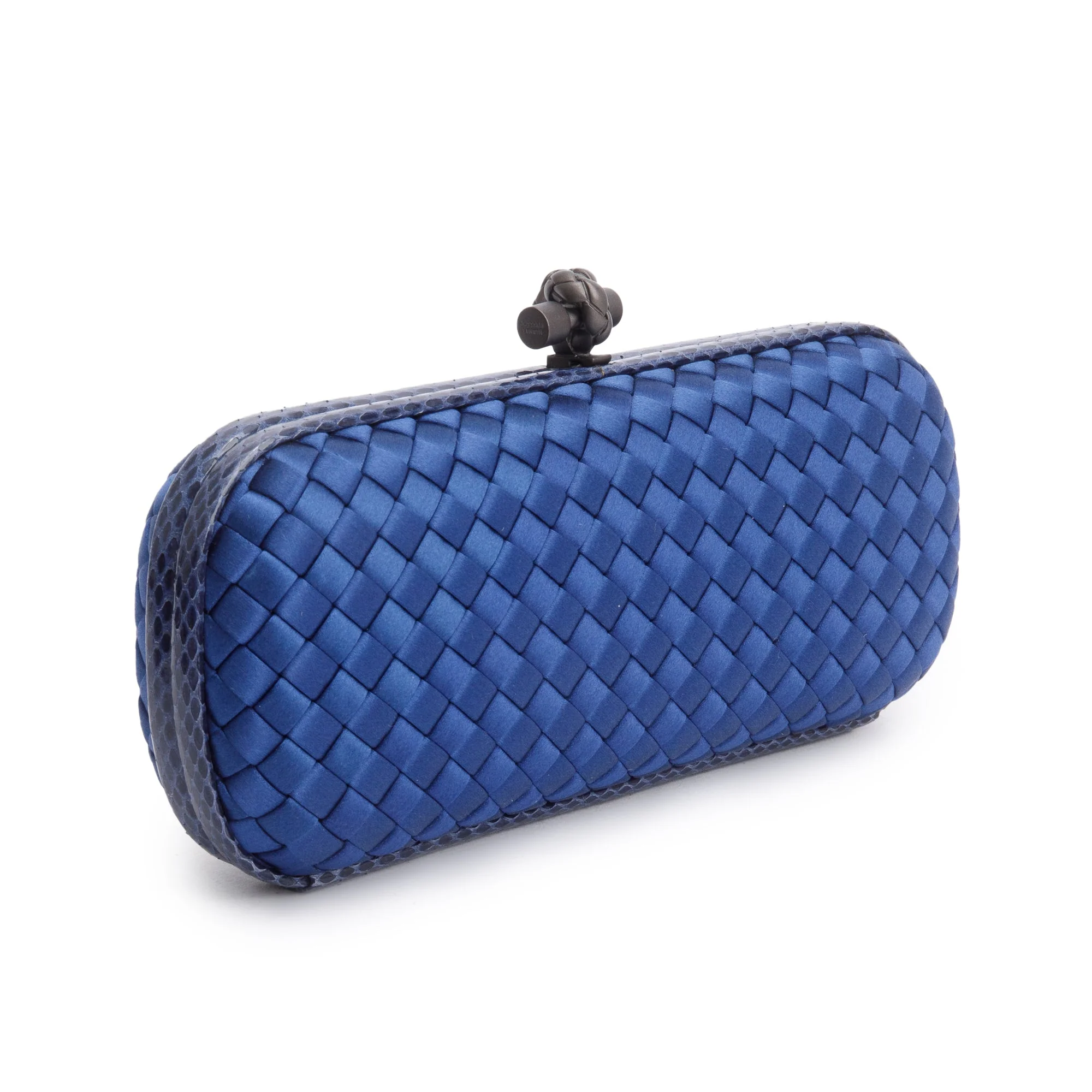Bottega Veneta Blue Ayers-Trimmed Intrecciato Stretch Knot Clutch - Image 2
