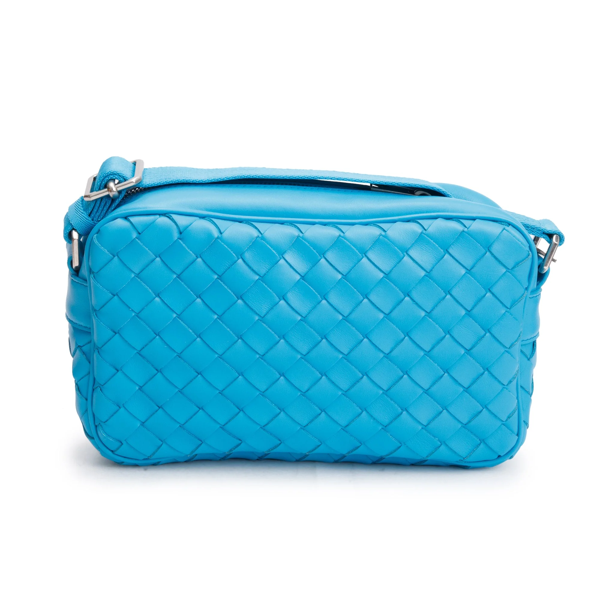 Bottega Veneta Blue Intrecciato Leather Camera Bag - Image 3