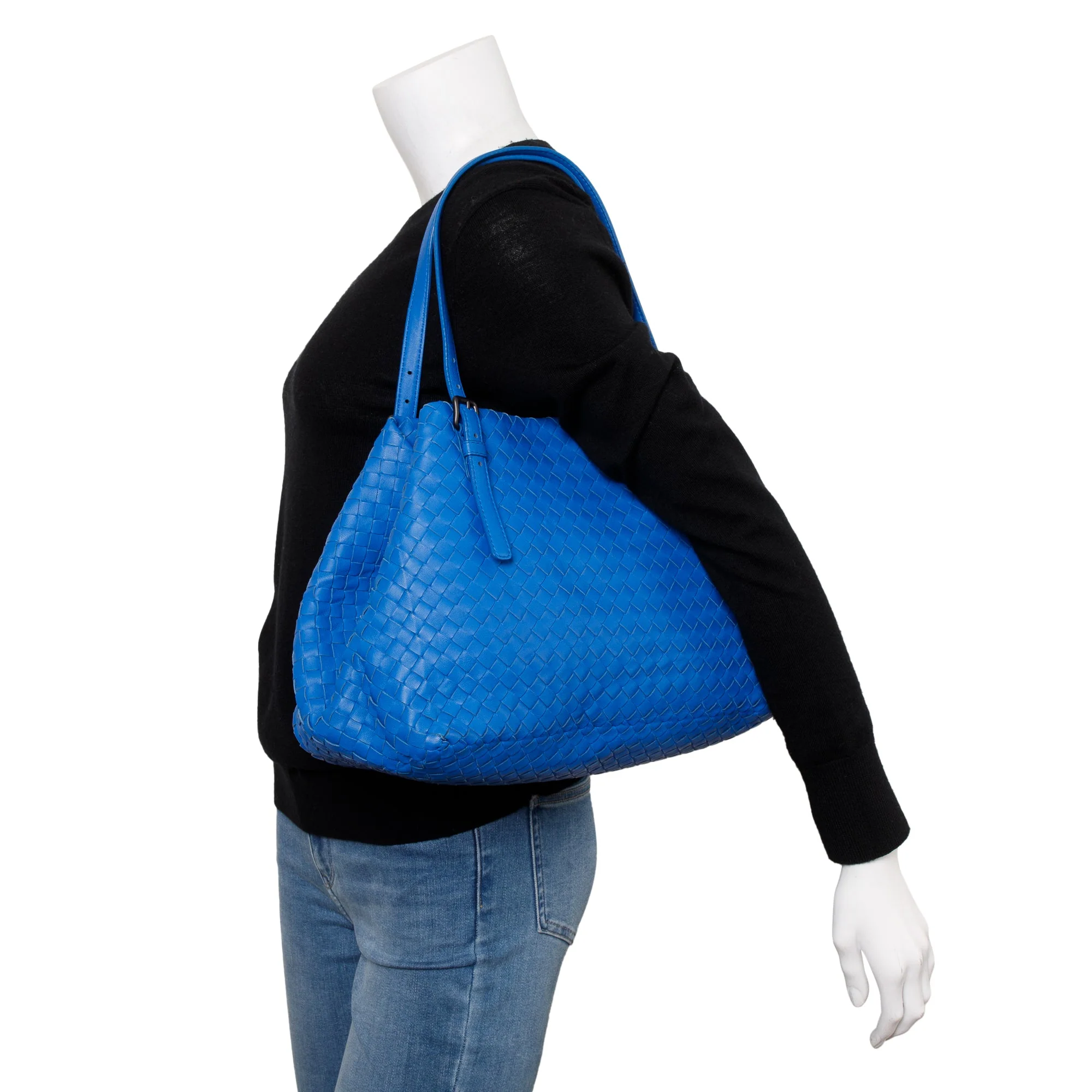 Bottega Veneta Blue Intrecciato Leather Medium Cesta Tote - Image 2
