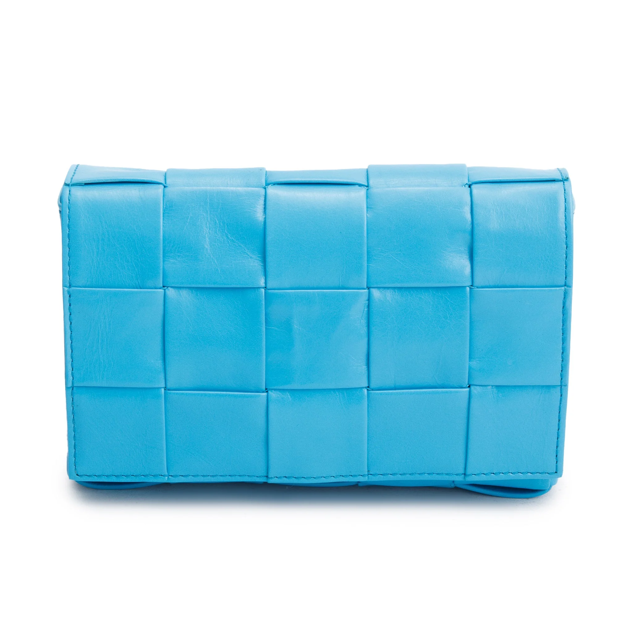 Bottega Veneta Blue Leather Intrecciato Small Cassette Bag - Image 3