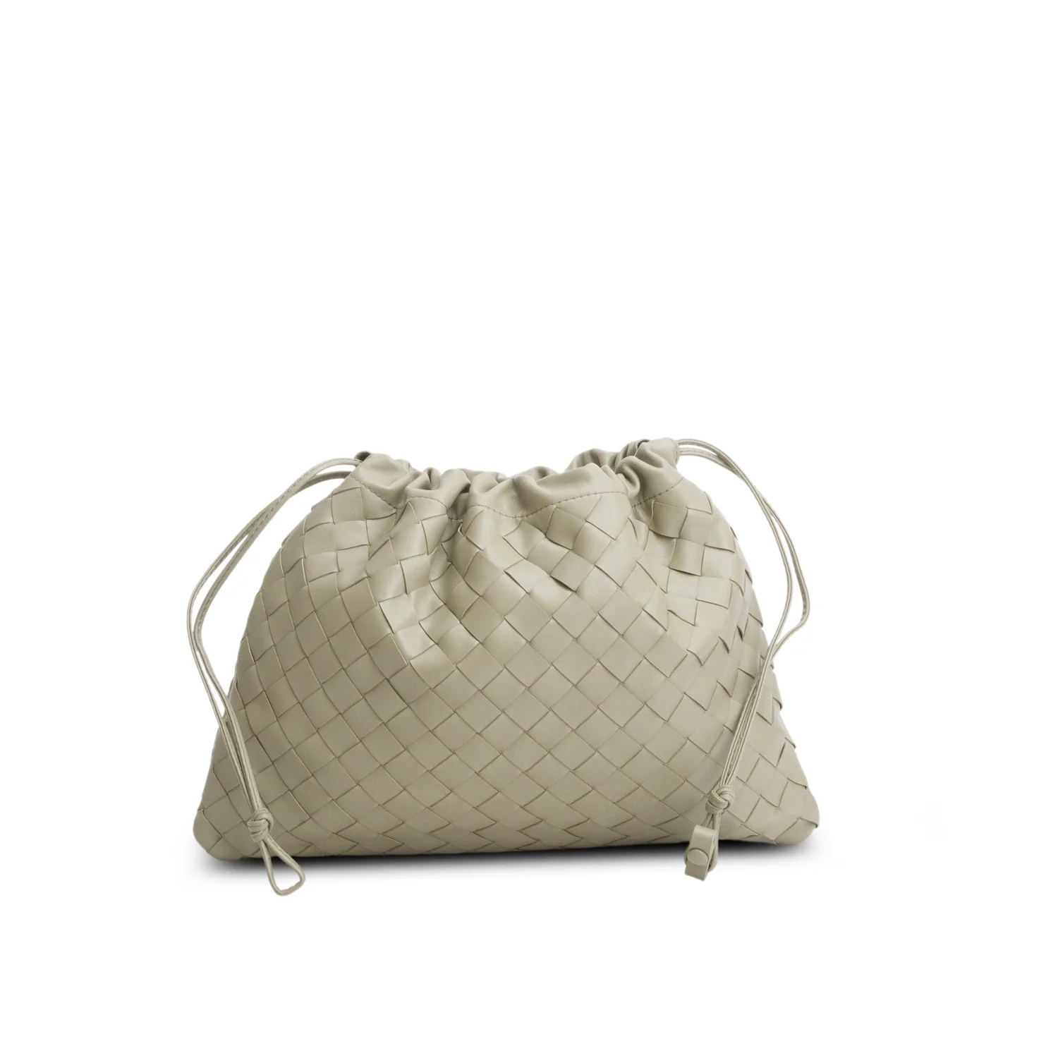 Bottega Veneta Green Intreciatto Leather Drawstring Pouch