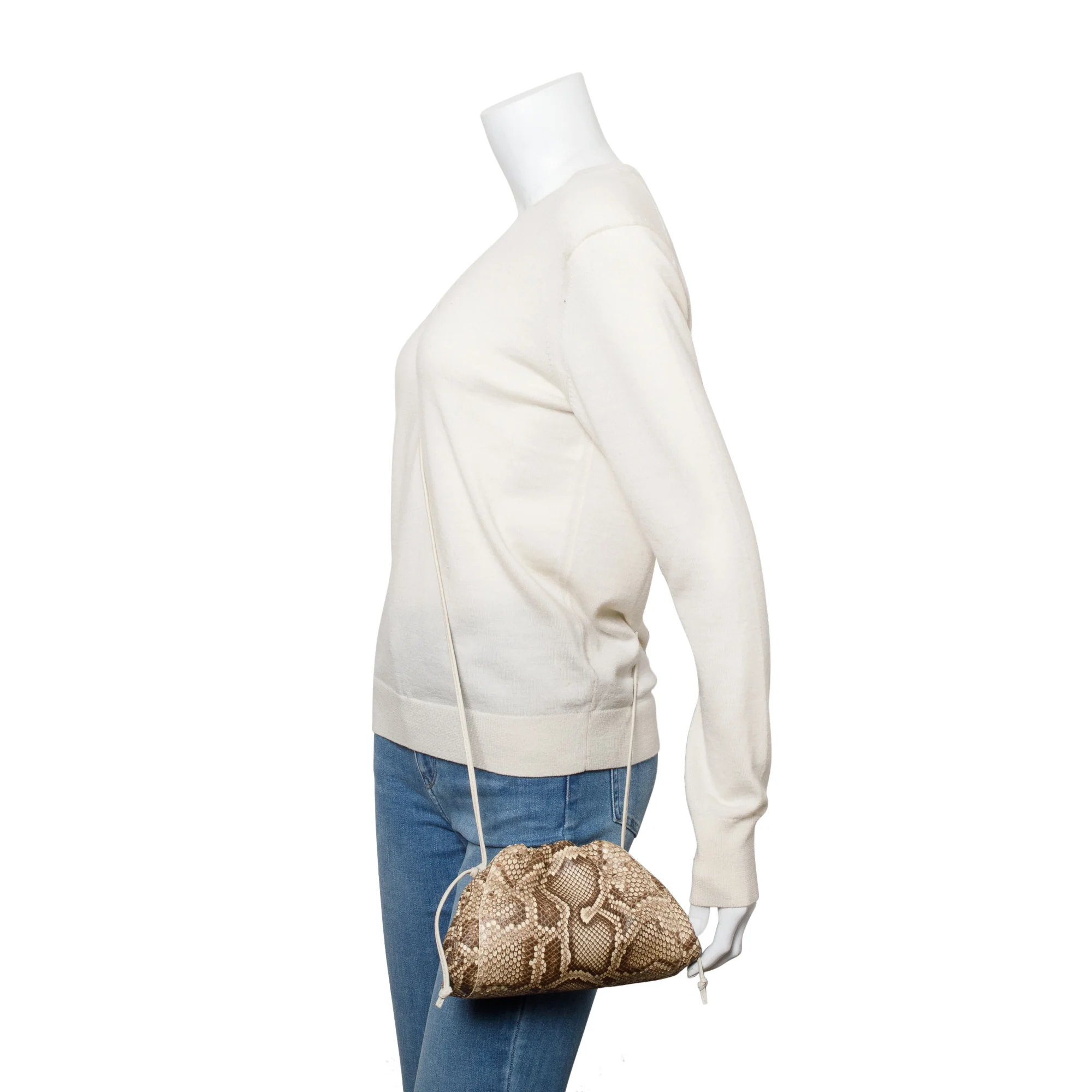 Bottega Veneta Neutral Python The Mini Pouch - Image 2