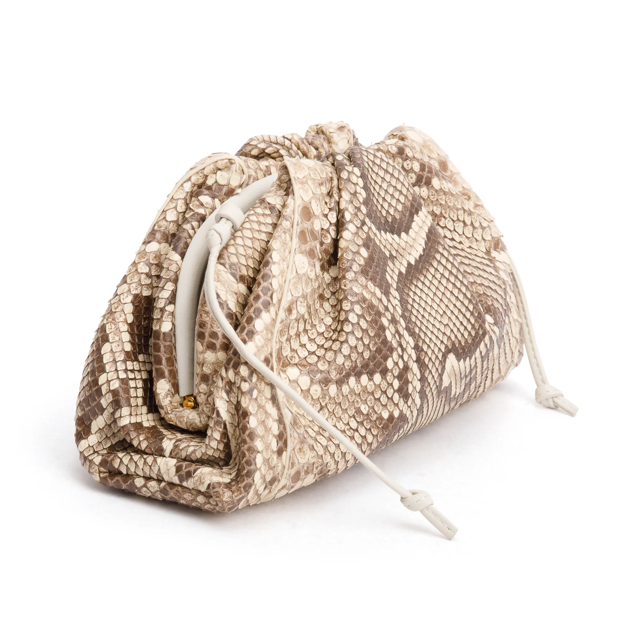 Bottega Veneta Neutral Python The Mini Pouch - Image 6