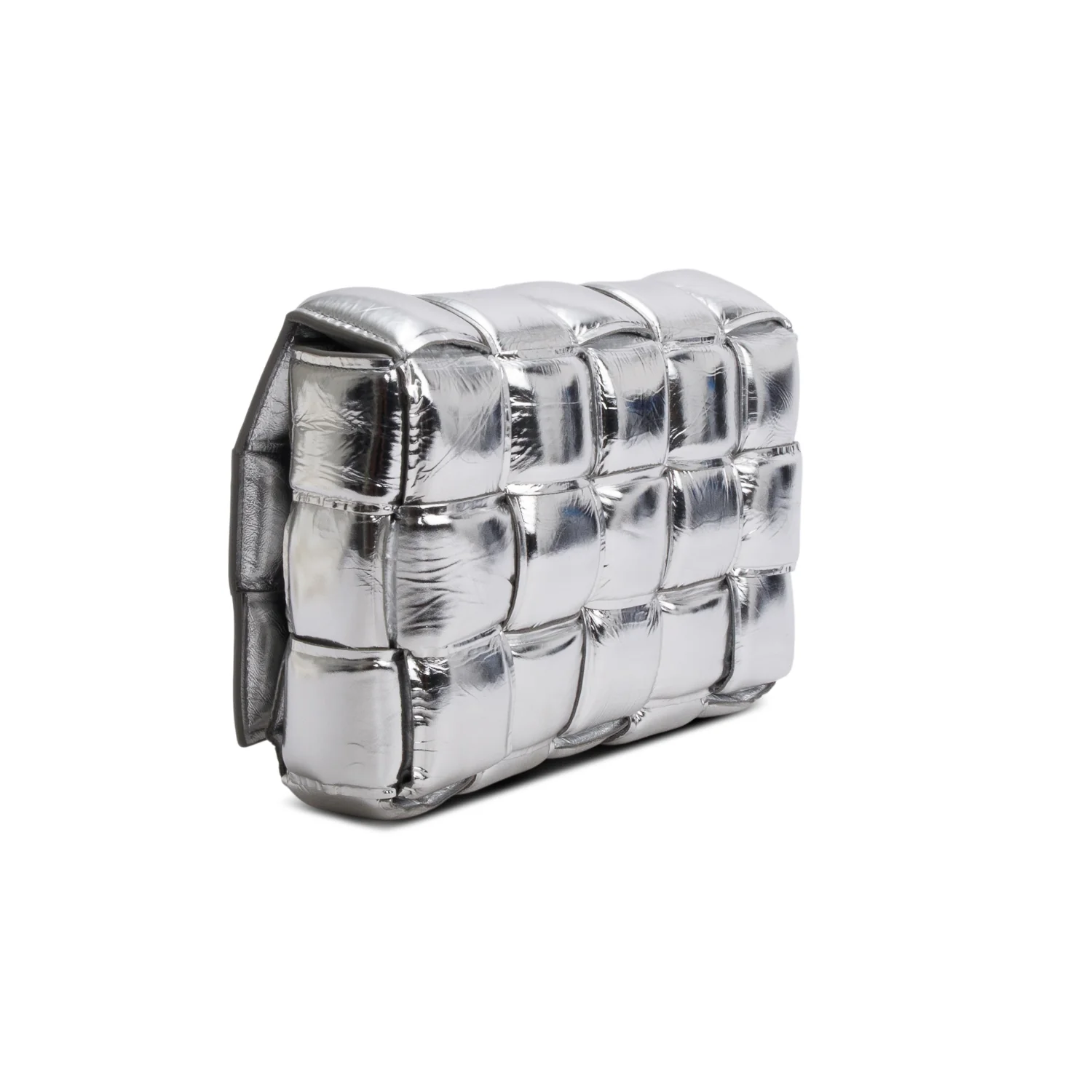 Bottega Veneta Silver Metallic Nappa Intrecciato Padded Chain Cassette Bag - Image 6
