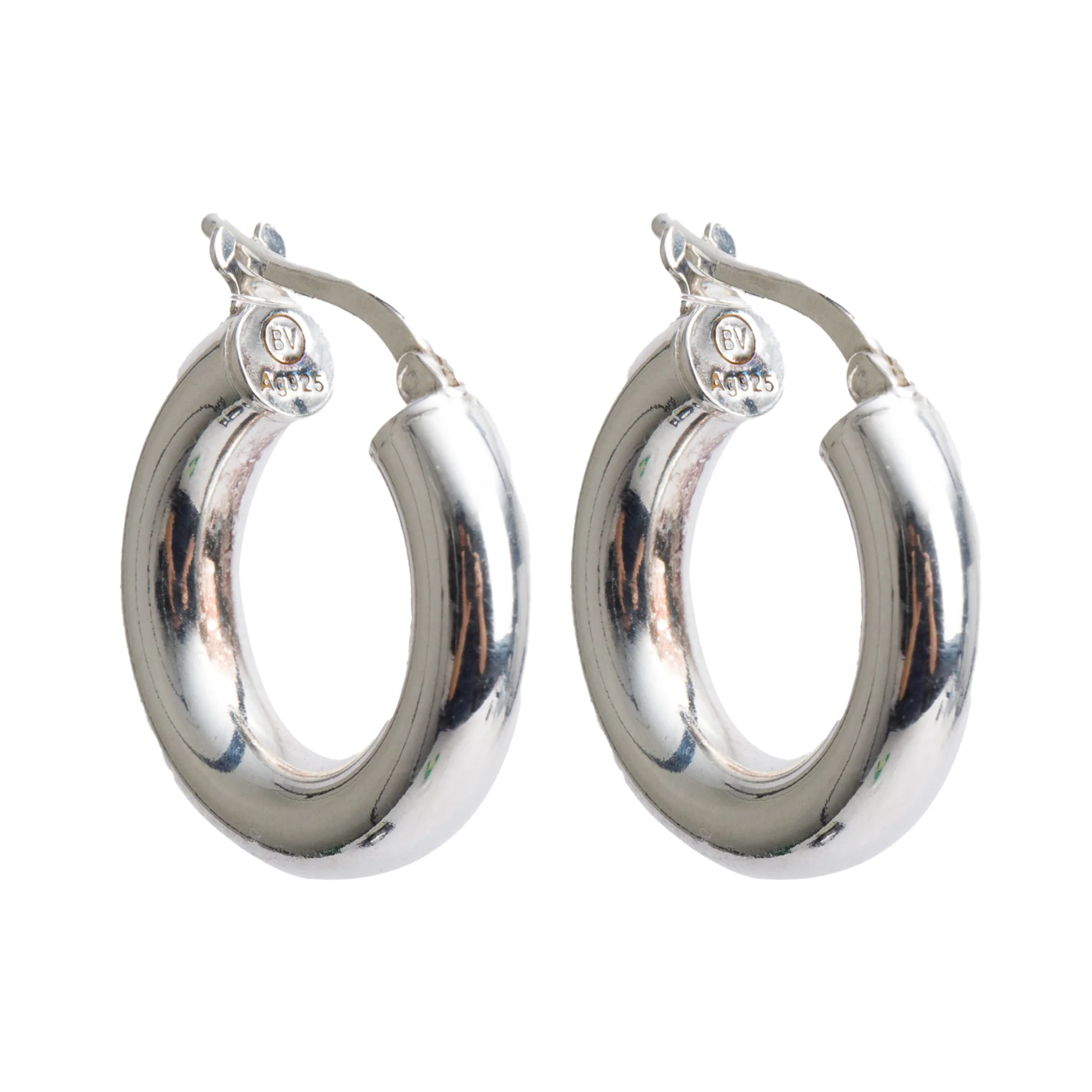 Bottega Veneta Sterling Silver Small Hoop Earrings w/ Box - Image 3