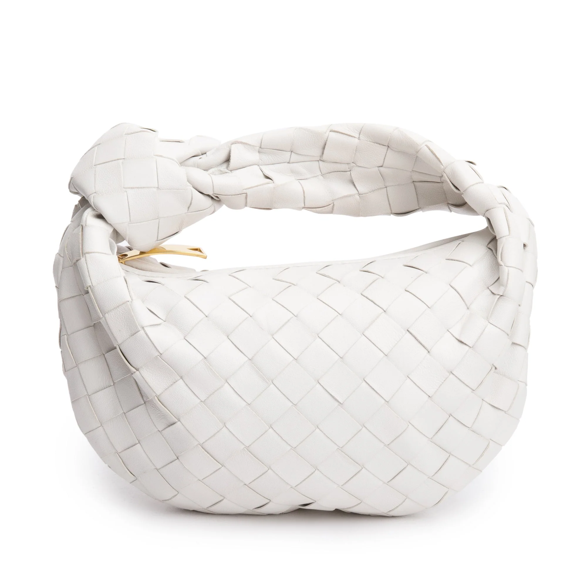 Bottega Veneta White Intrecciato Leather Mini Jodie Bag