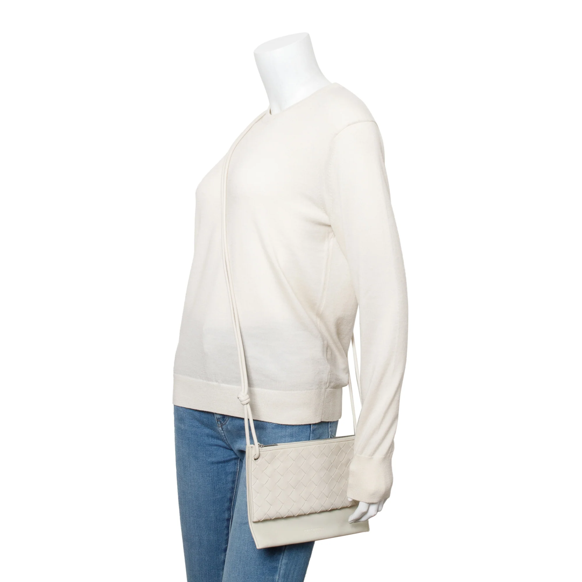 Bottega Veneta White Intrecciato Nappa Leather Double Pouch Crossbody Bag - Image 2