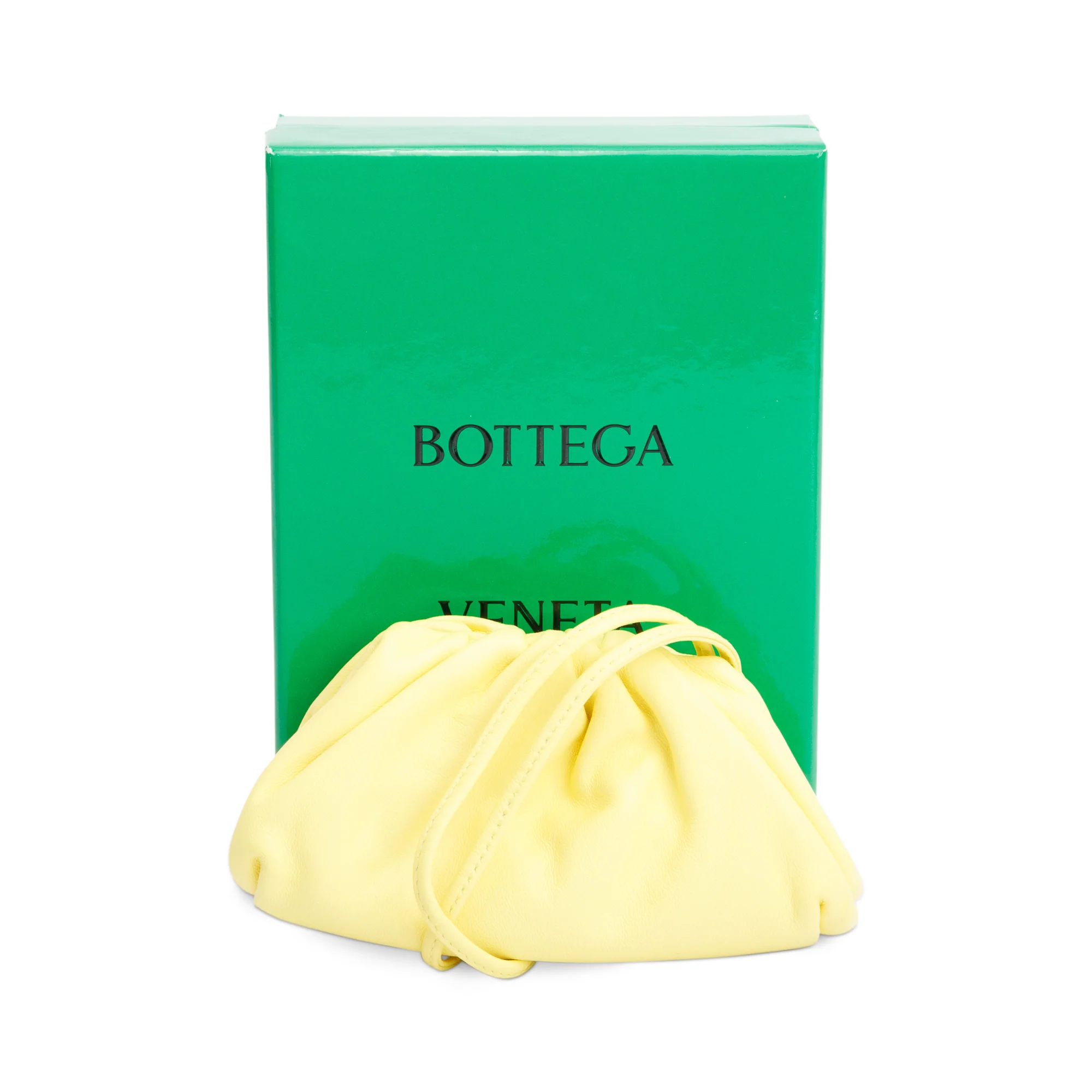 Bottega Veneta Yellow Calfskin Leather Extra Mini Pouch w/ Box - Image 3
