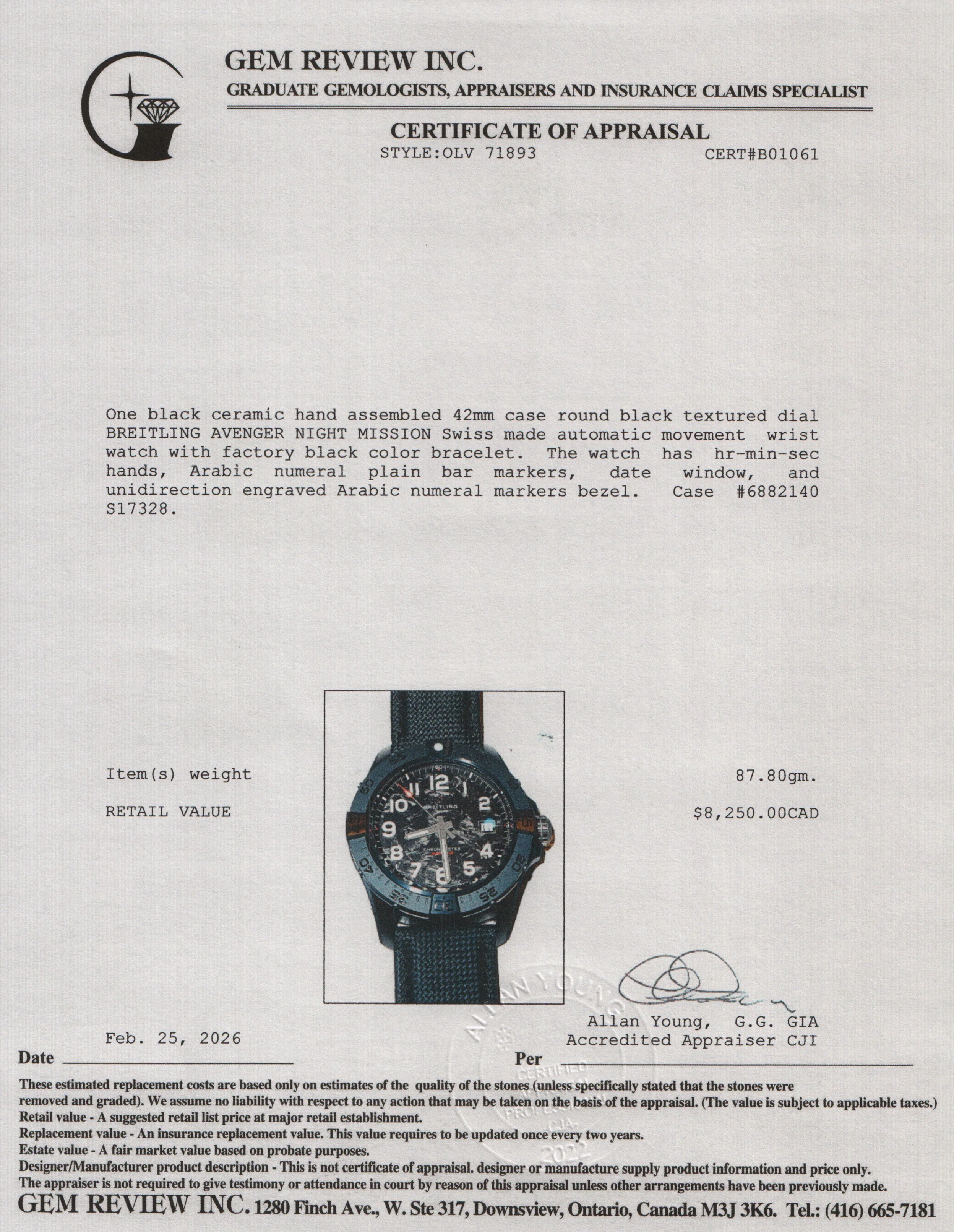 Breitling Black Ceramic Avenger Night Mission 42 MM Automatic Watch Black Dial S17328 w/ Box & Papers - Image 6