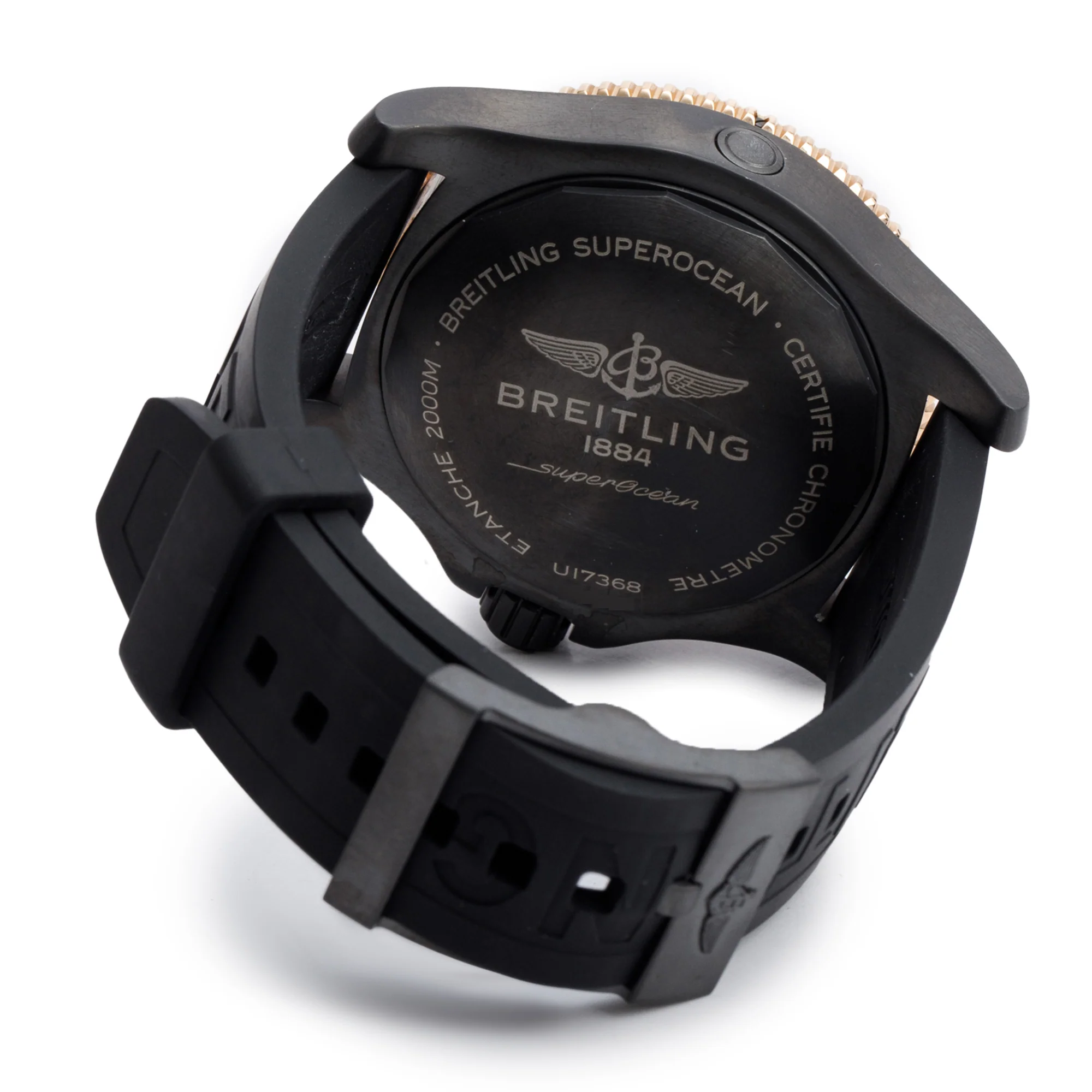 Breitling Black DLC Stainless Steel & 18k Rose Gold Superocean 46 MM Automatic Watch Black Dial U17368 w/ Box & Papers - Image 4