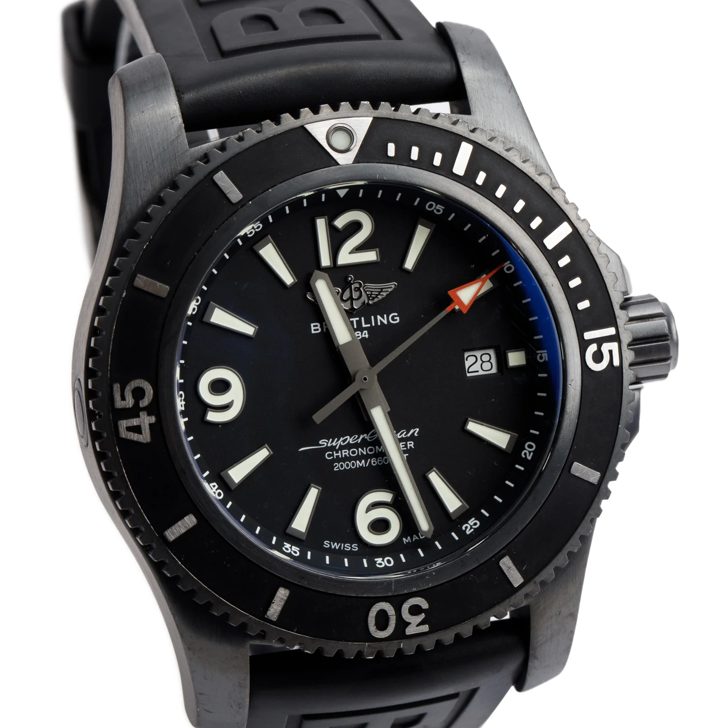 Breitling Black Stainless Steel Superocean 46 MM Automatic Watch Black Dial M17368 w/ Box & Extra Strap - Image 3