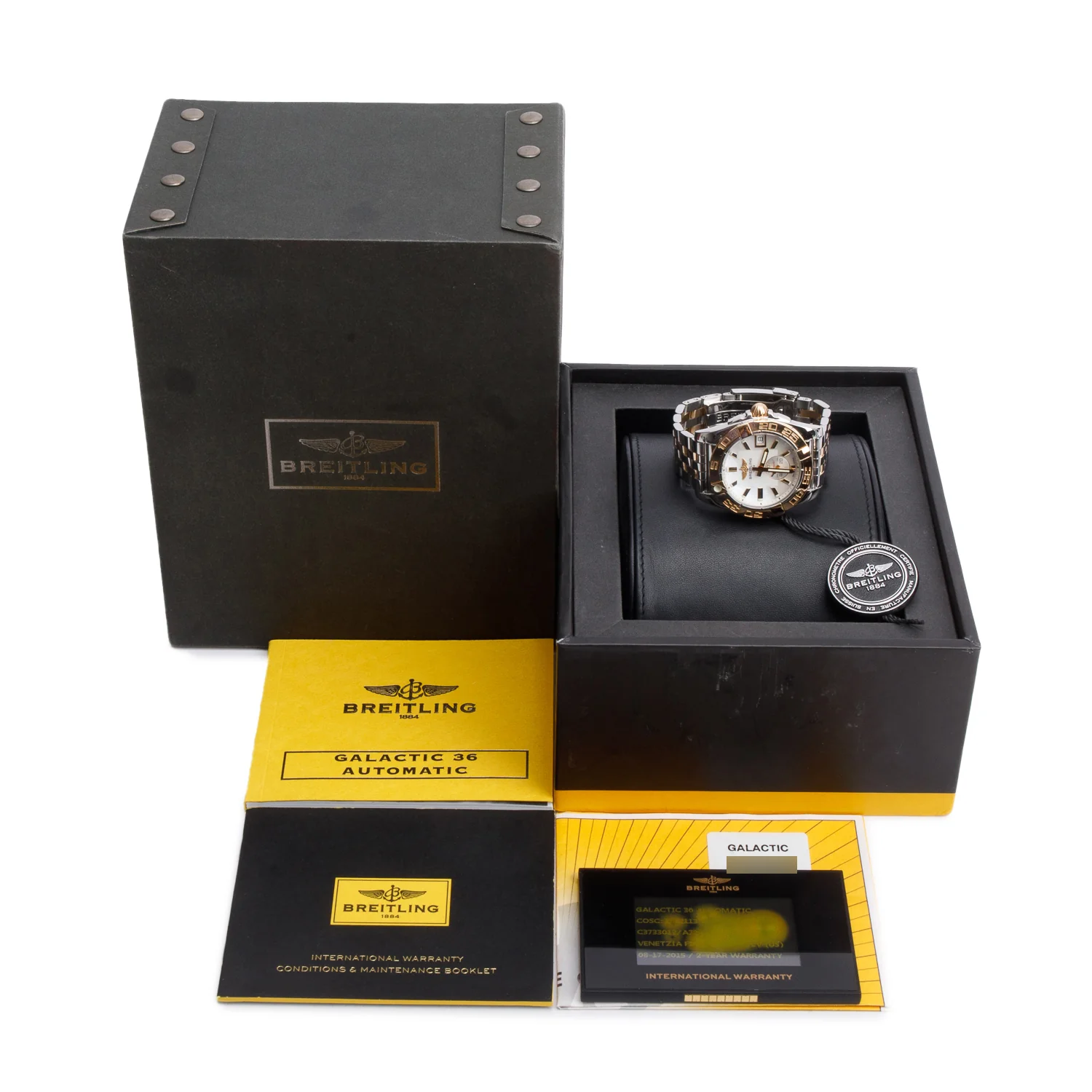 Breitling Stainless Steel & 18k Rose Gold Galactic 36 MM Automatic Watch Mother of Pearl Dial C37330 w/ Box & Papers - Image 2