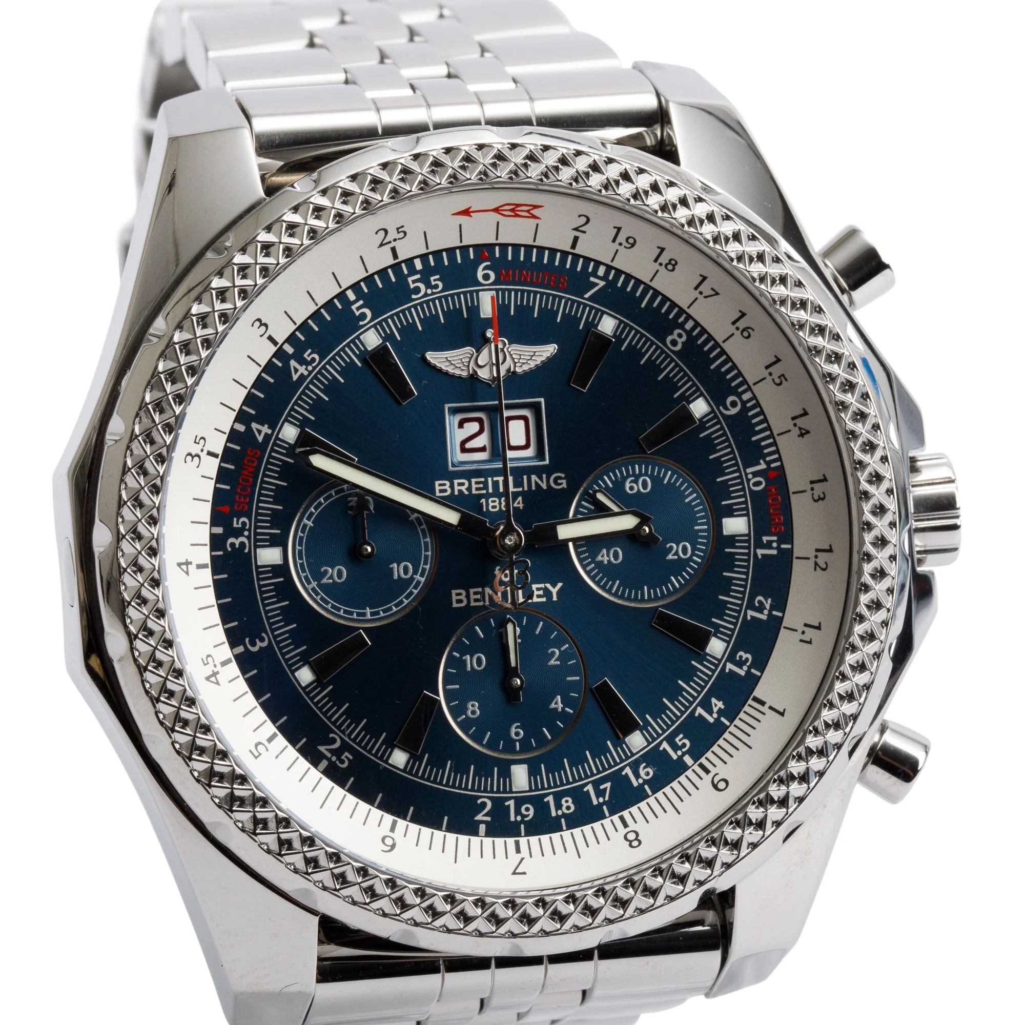 Breitling Stainless Steel Bentley 6.75 49 MM Automatic Chronograph Blue Dial Watch A44362 w/ Box & Papers - Image 3