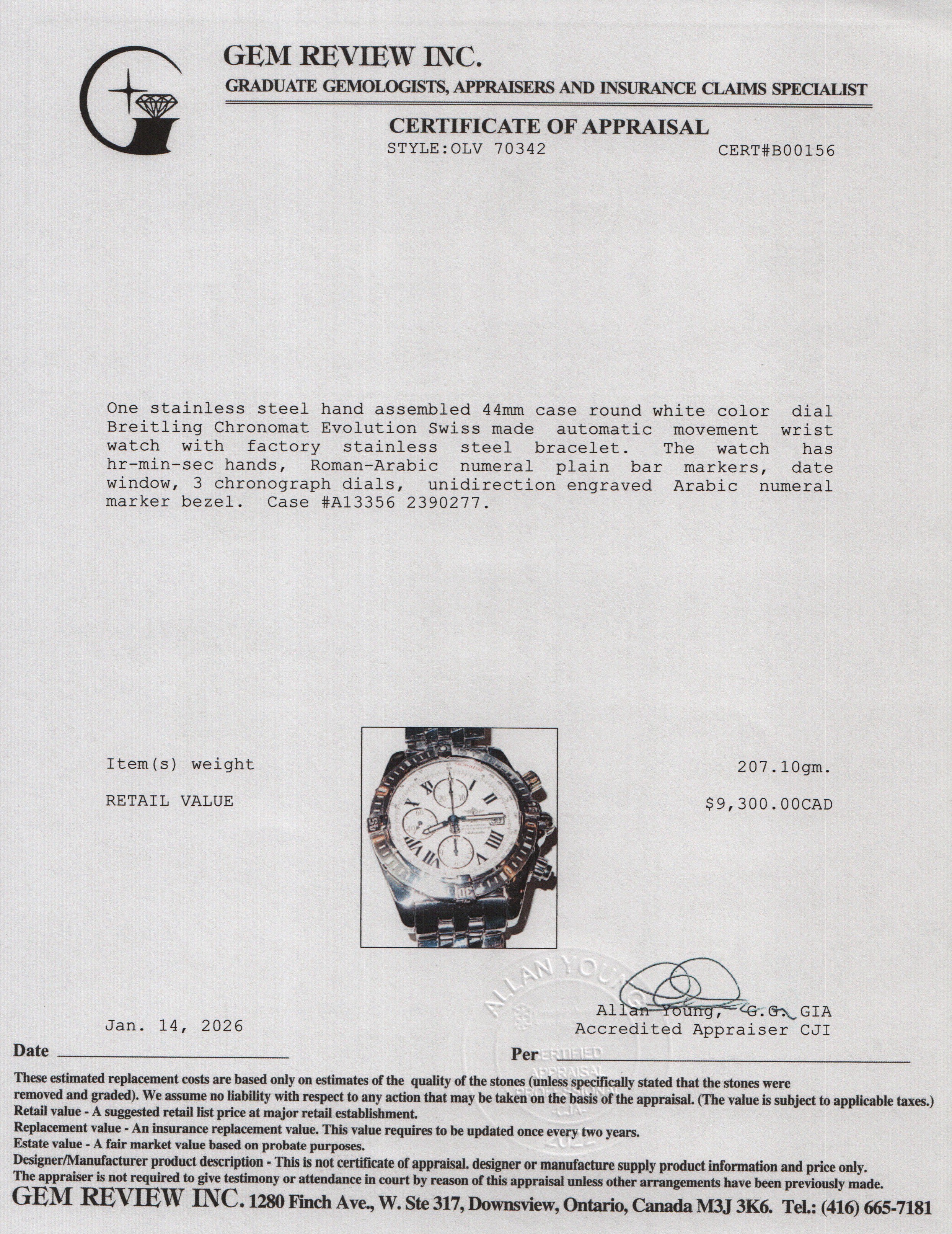 Breitling Stainless Steel Chronomat Evolution 44 MM Automatic Chronograph Watch A13356 - Image 5