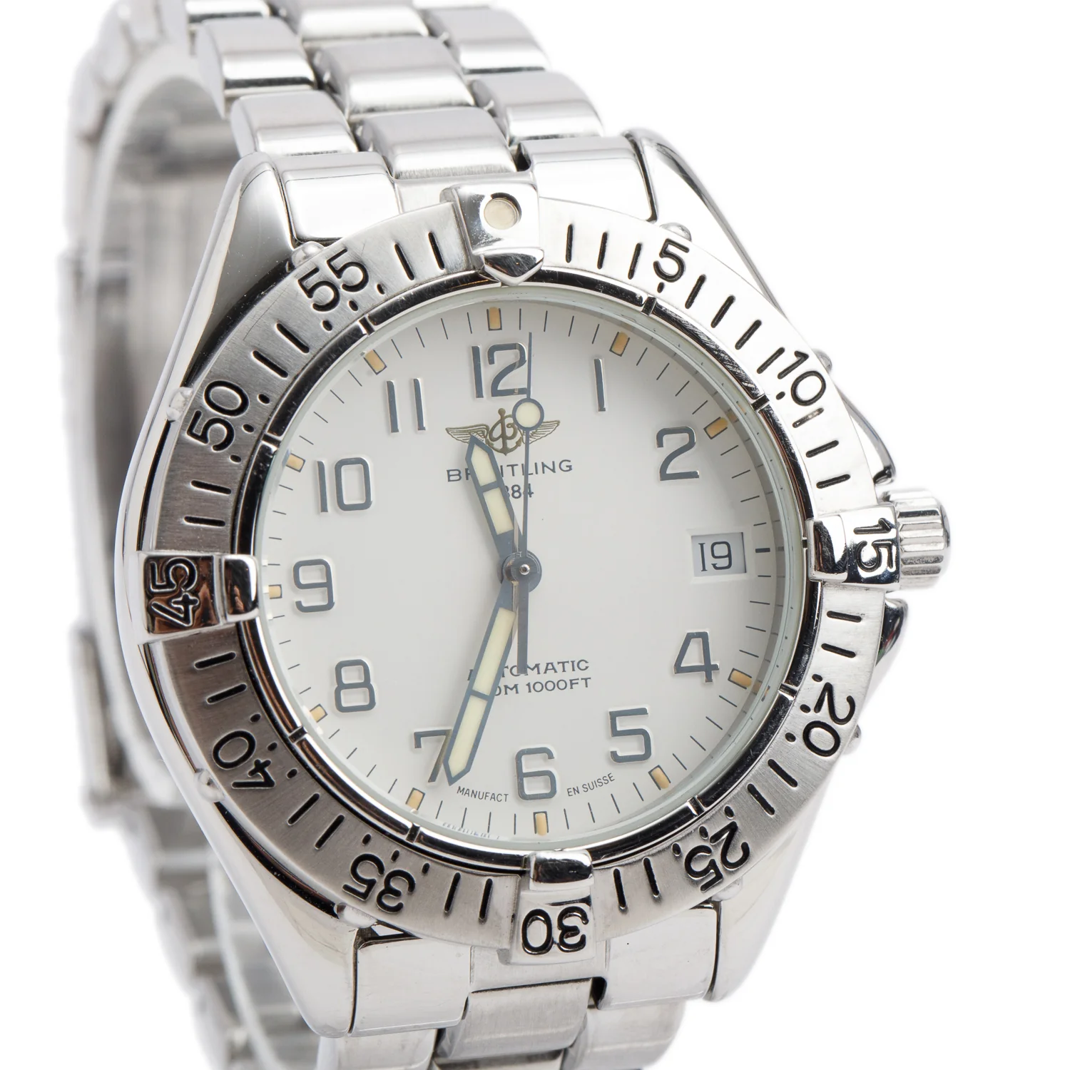 Breitling Stainless Steel Colt 38 MM Automaric Watch White Dial A17035 w/ Case - Image 3