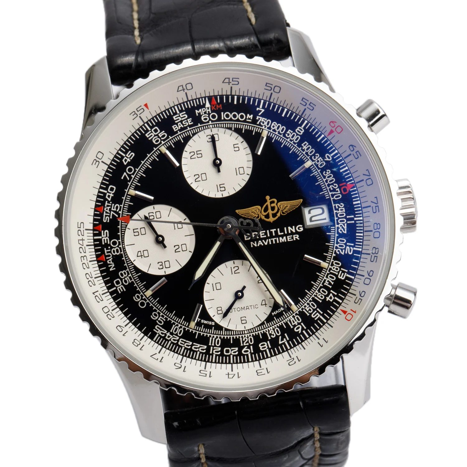 Breitling Stainless Steel Navitimer II 41 MM Chronograph Automatic Watch Black Dial A13022 - Image 2