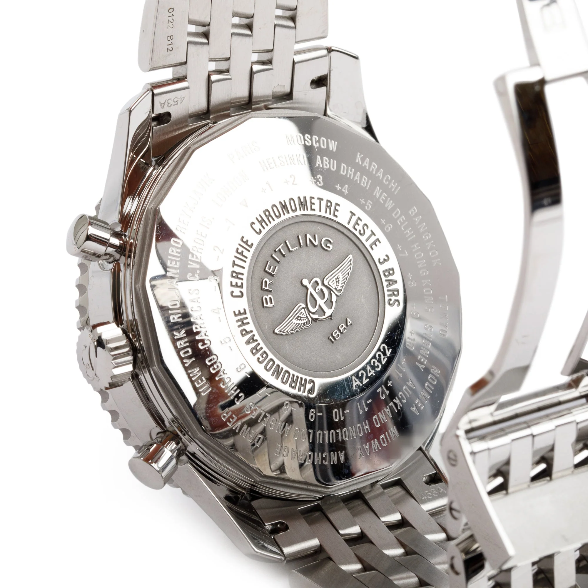 Breitling Stainless Steel Navitimer World GMT 46 MM Automatic Watch w/ Box, Papers & Extra Leather Band - Image 6