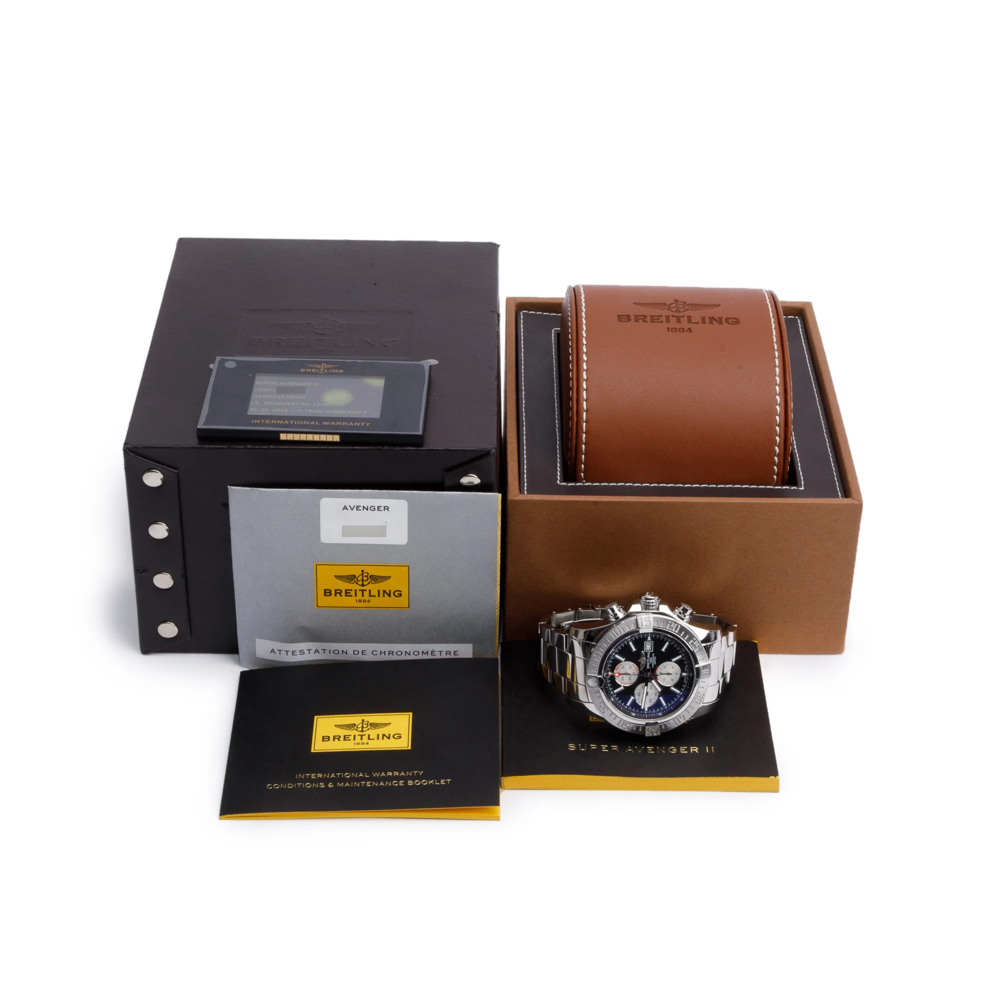 Breitling Stainless Steel Super Avenger II 48 MM Automatic Chronograph Watch Black Dial A13371 w/ Box & Papers - Image 2