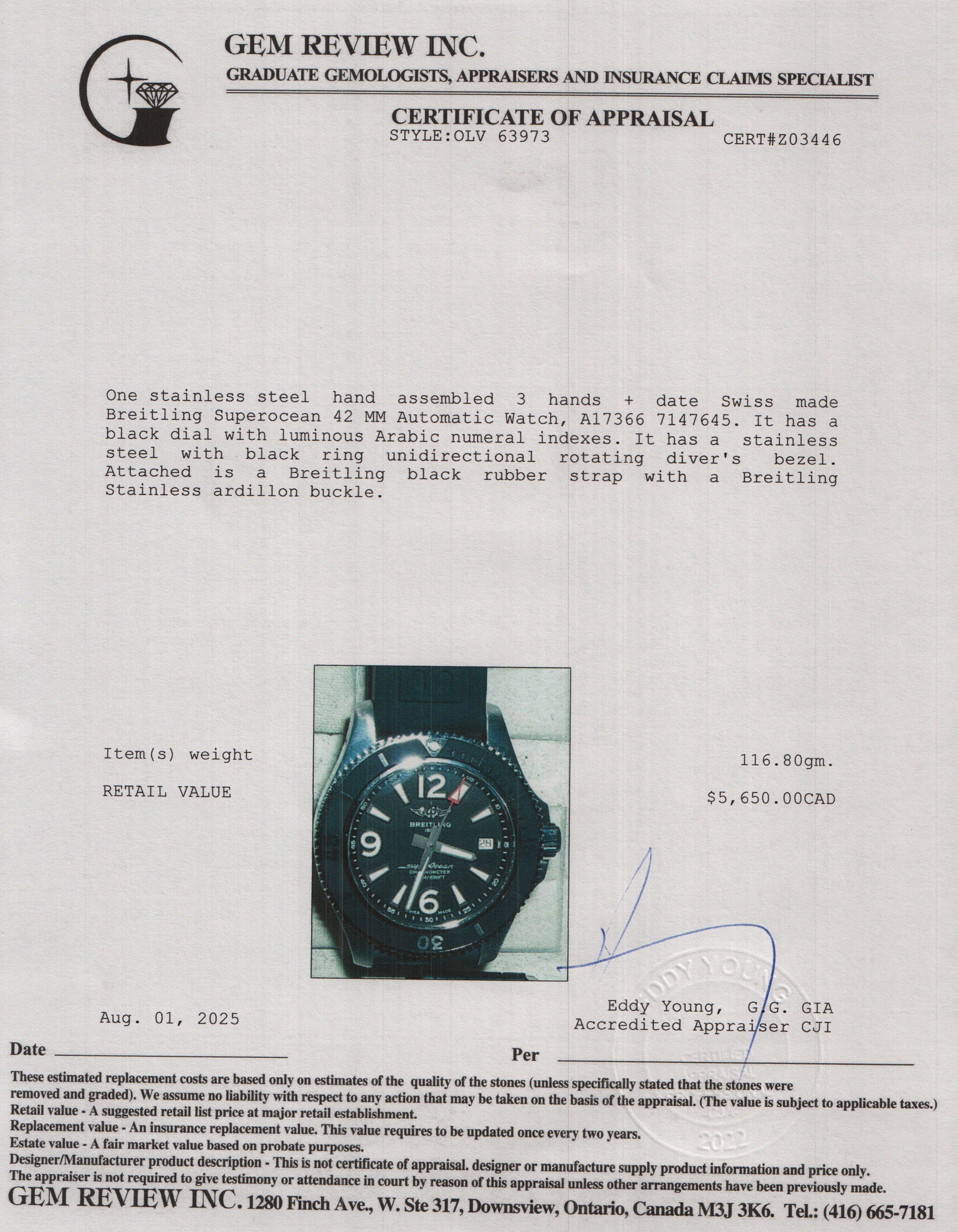 Breitling Stainless Steel Superocean 42 MM Automatic Watch Black Dial A17366 w/ Box & Papers - Image 6