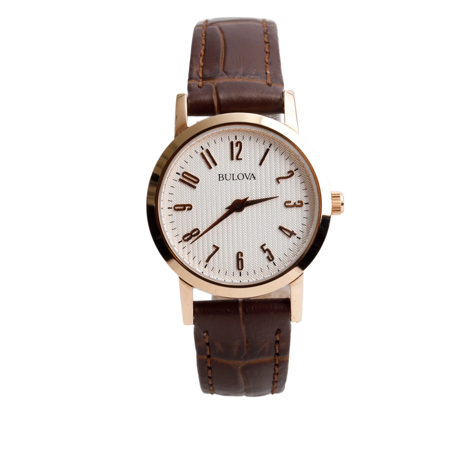 Bulova Rose Gold-Plated Stainless Steel 27 MM Quartz Watch White Dial 97L121 w/ Box