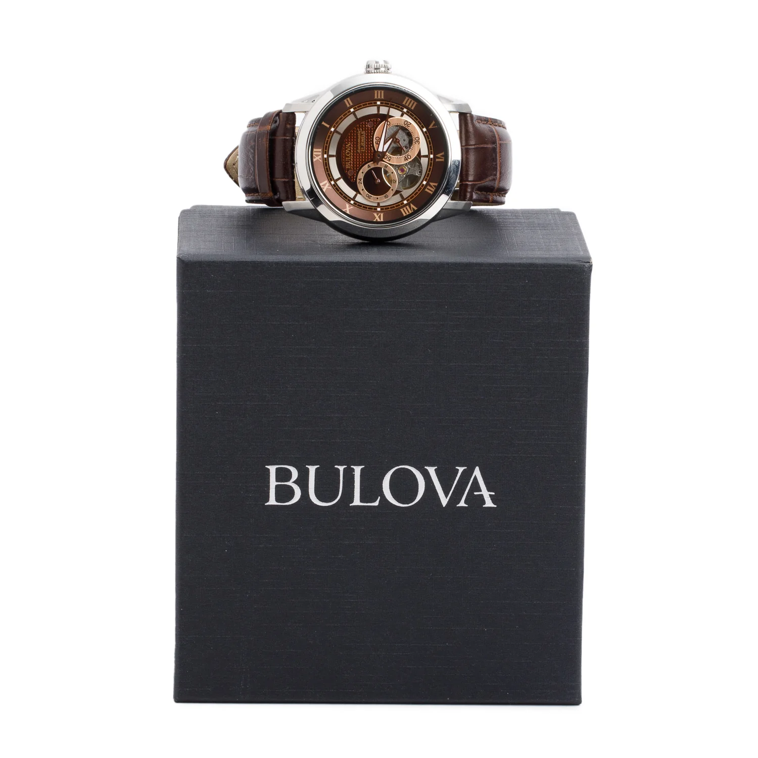 Bulova Stainless Steel Sutton Classic 42 MM Automatic Watch Brown Dial 96A120 w/ Box - Image 2