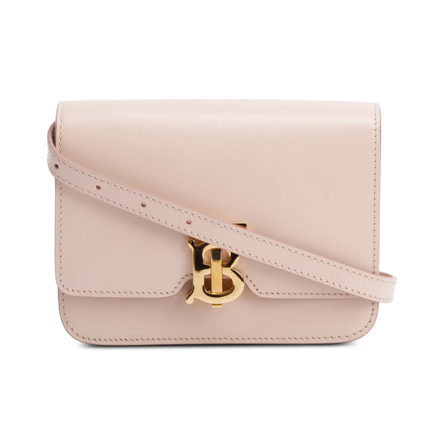 Burberry 2022 Pink Smooth Calfskin Leather Small TB Crossbody Bag w/ Receipt
